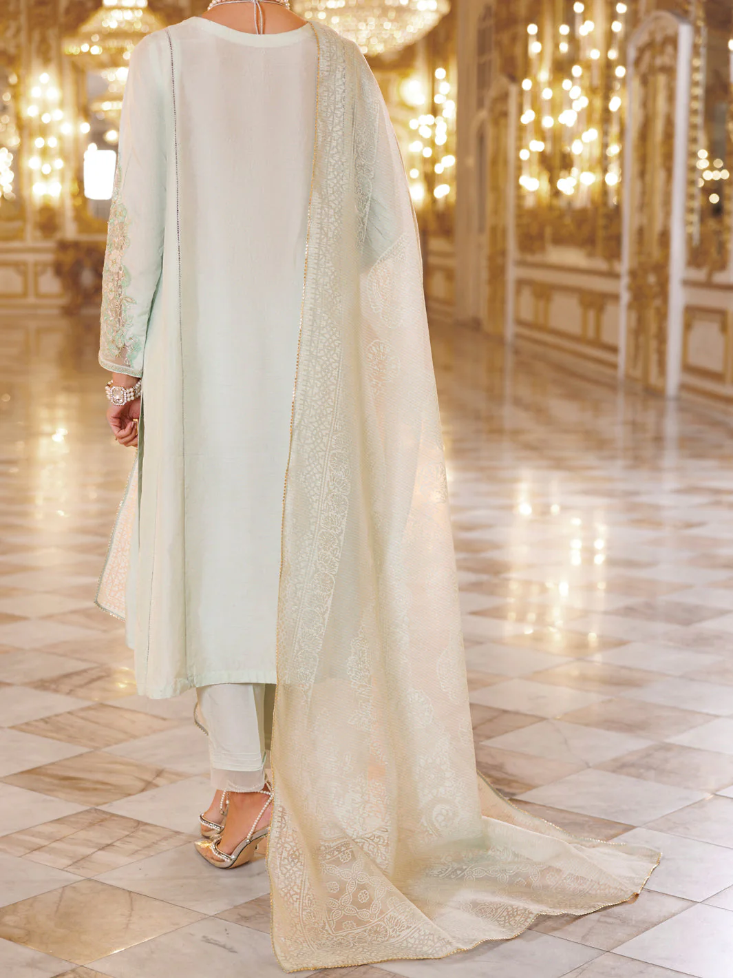 LIGHT GREEN SHEESHA SILK 3PC STITCHED | AL-3PS-LS-502/AM-3001E - Image 3