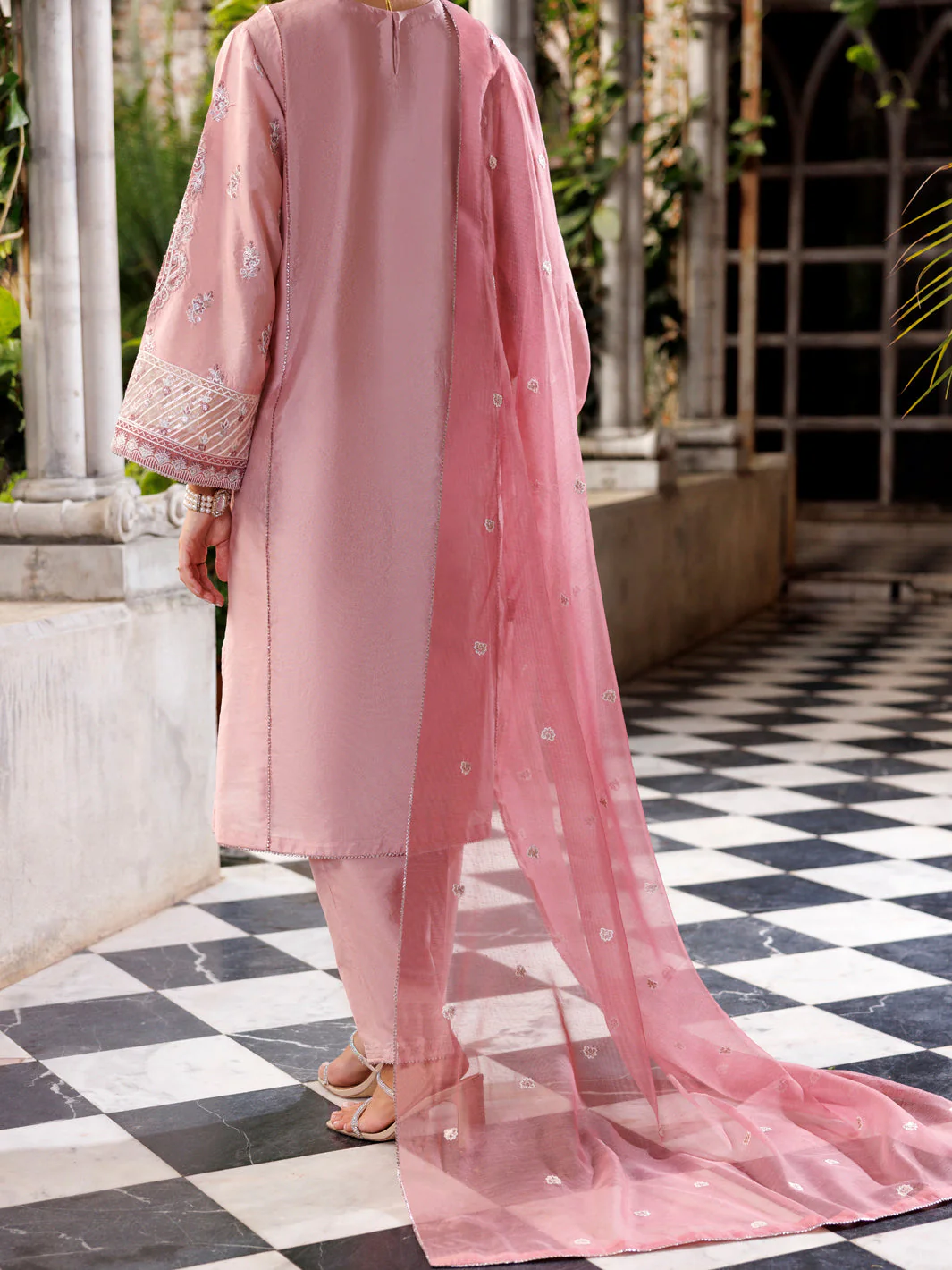 LIGHT PINK SHEESHA SILK 3PC STITCHED | AL-3PS-LS-505/AM-3001D - Image 2
