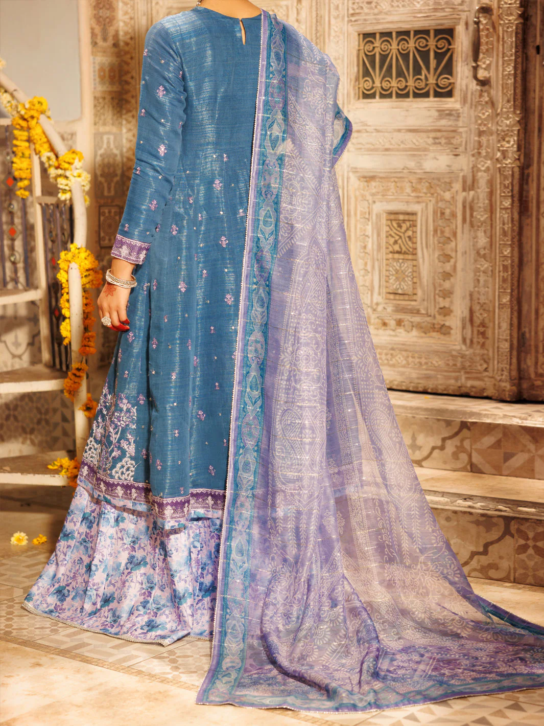 ICE BLUE MESURI NET 3PC STITCHED | AL-3PS-LS-552/FB-552A - Image 2