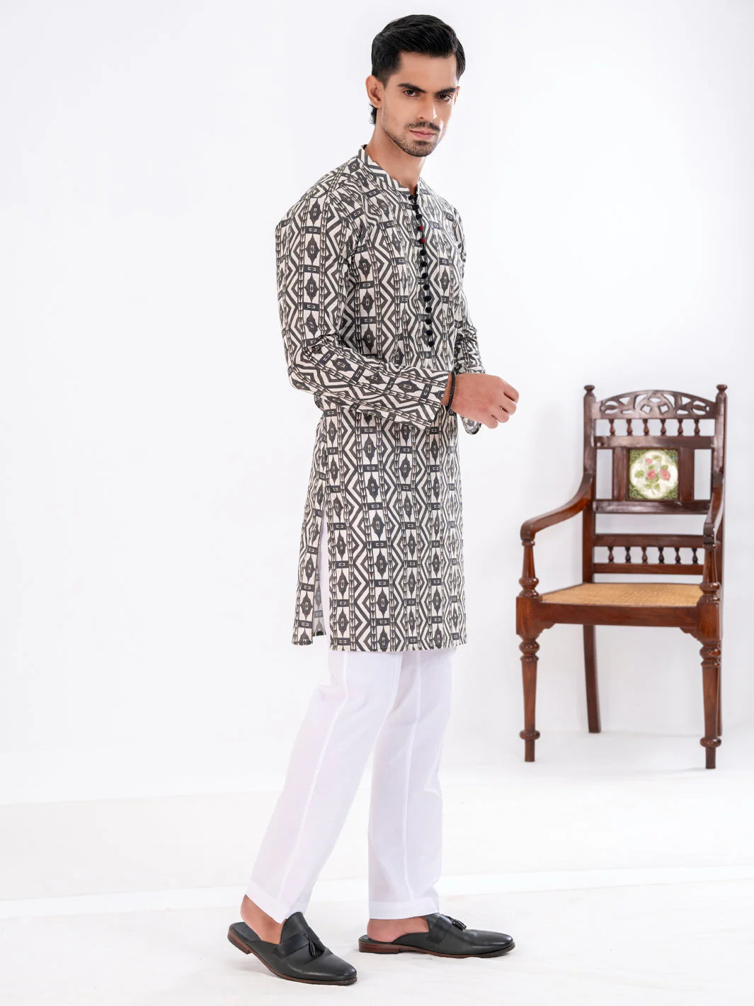 BLACK COTTON KURTA | AL-K-1190/AM-6311B - Image 4