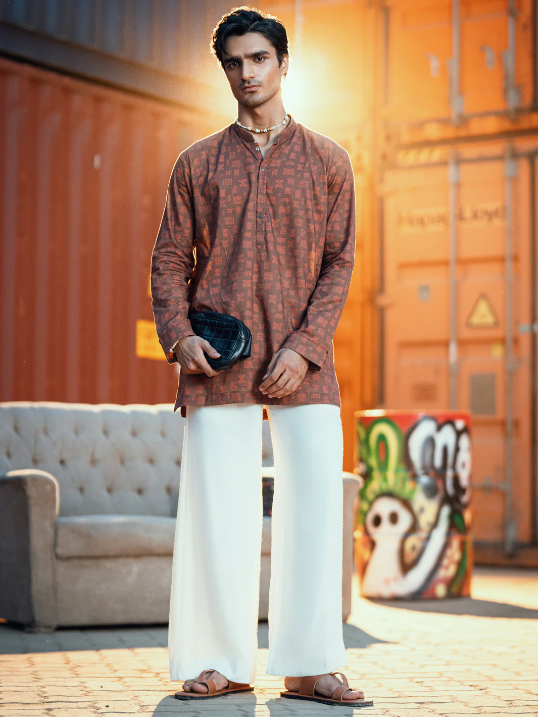 BROWN COTTON KURTA | AL-K-1197/AM-6311G - Image 3