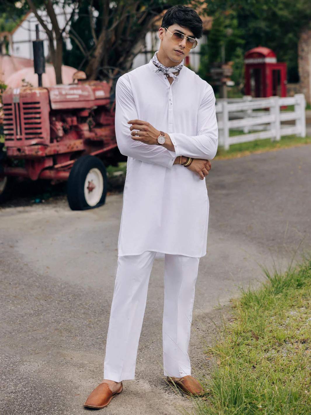 WHITE COTTON KURTA | AL-K-1213/AM-6236A