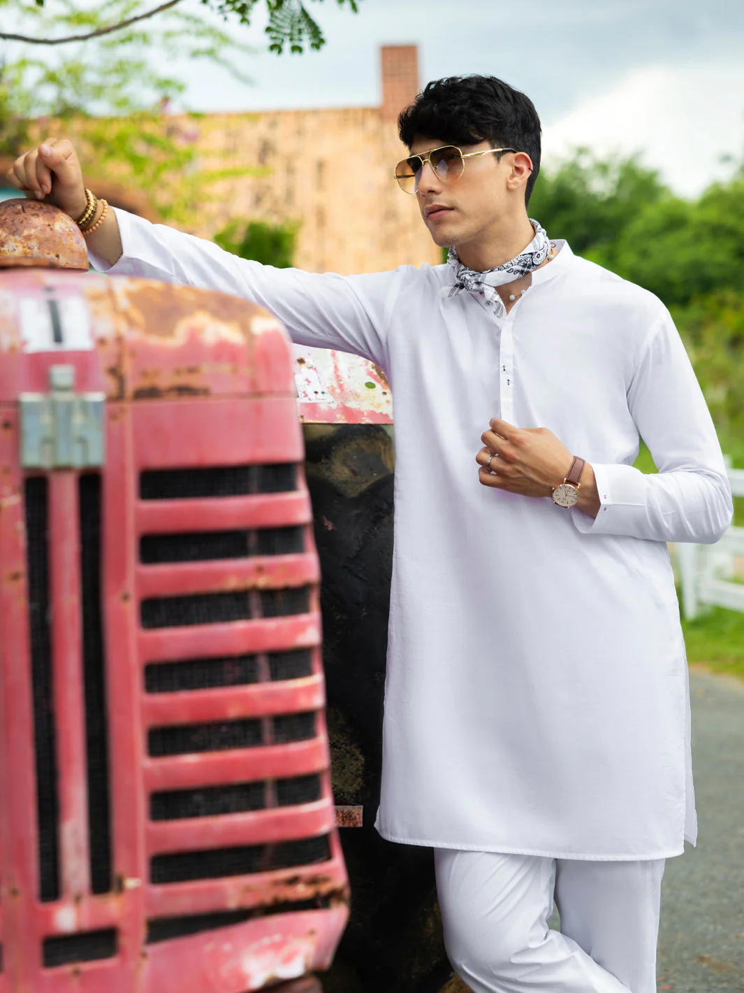 WHITE COTTON KURTA | AL-K-1213/AM-6236A - Image 5