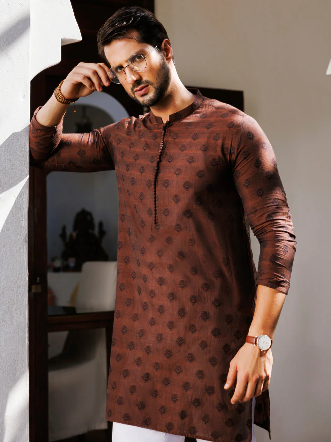 BROWN COTTON KURTA | AL-K-1231/AM-6324A - Image 2