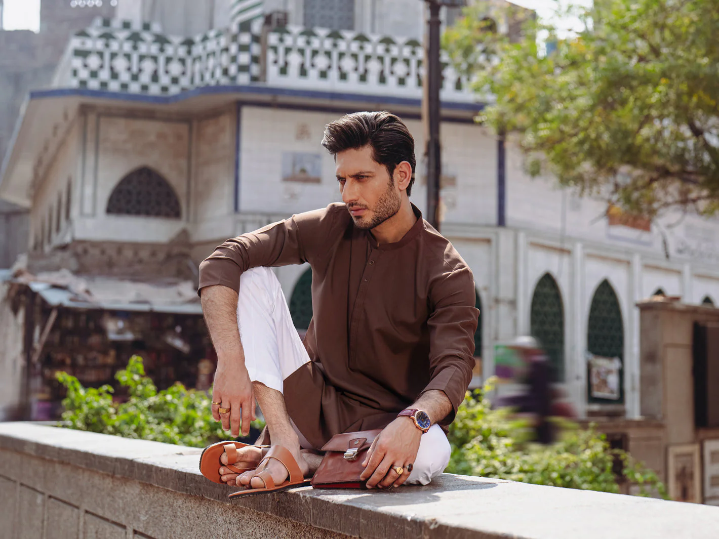 BROWN BLENDED KURTA | AL-K-1257/AM-6315B - Image 4