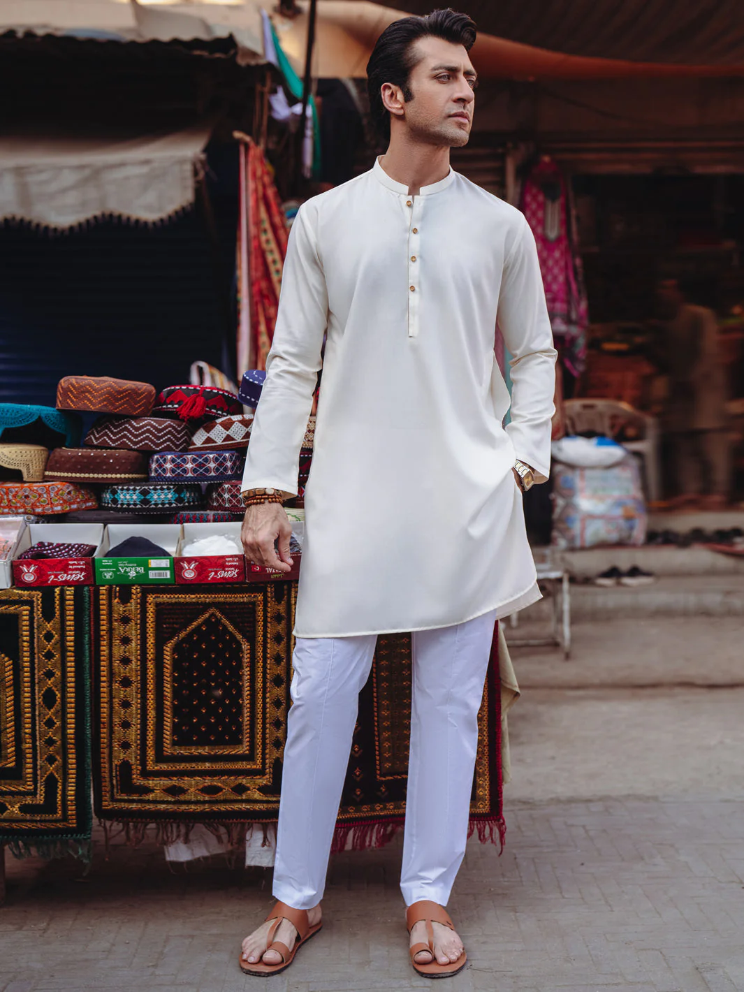 OFF WHITE BLENDED KURTA | AL-K-1259/AM-6314A