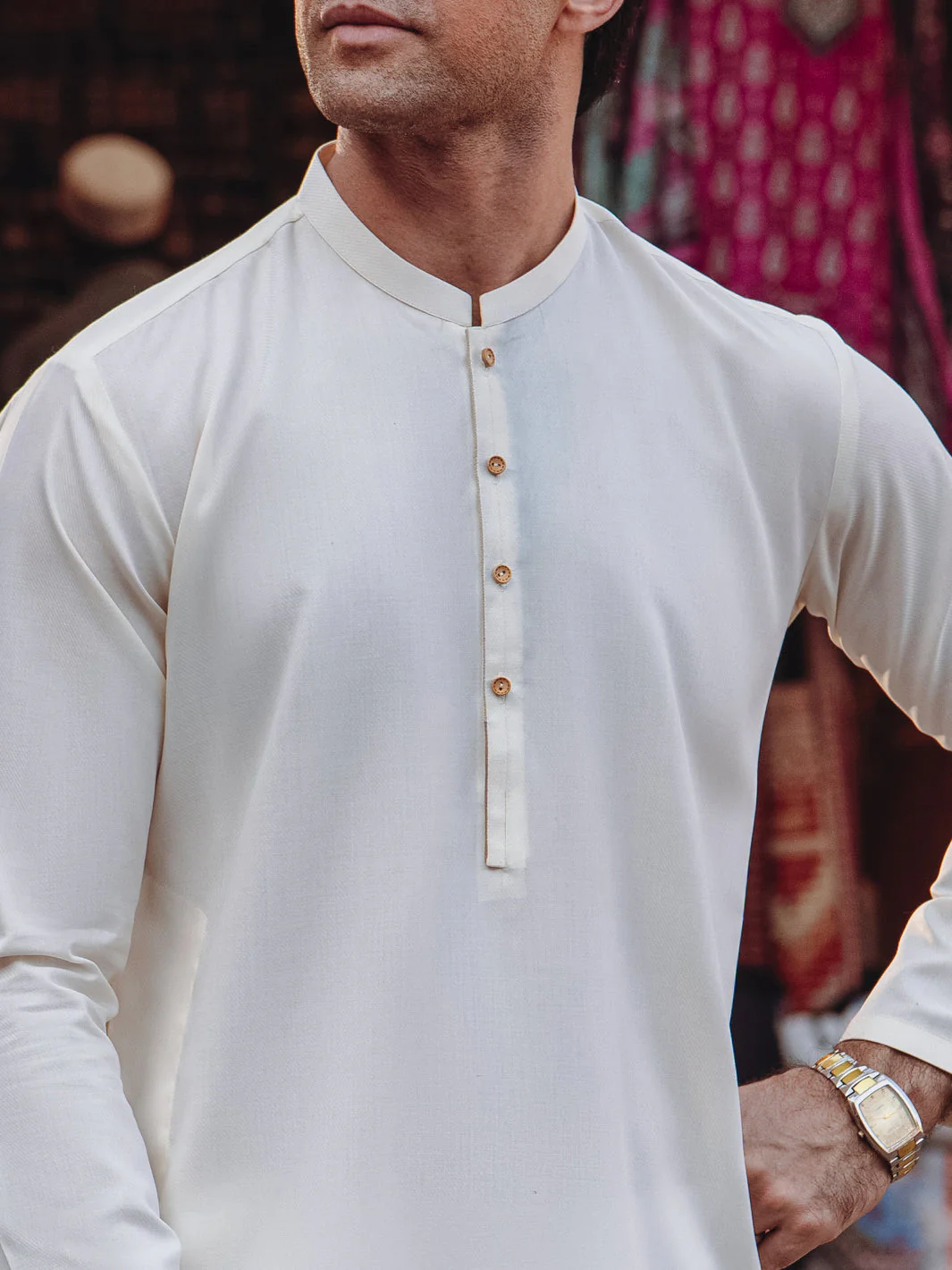OFF WHITE BLENDED KURTA | AL-K-1259/AM-6314A - Image 5