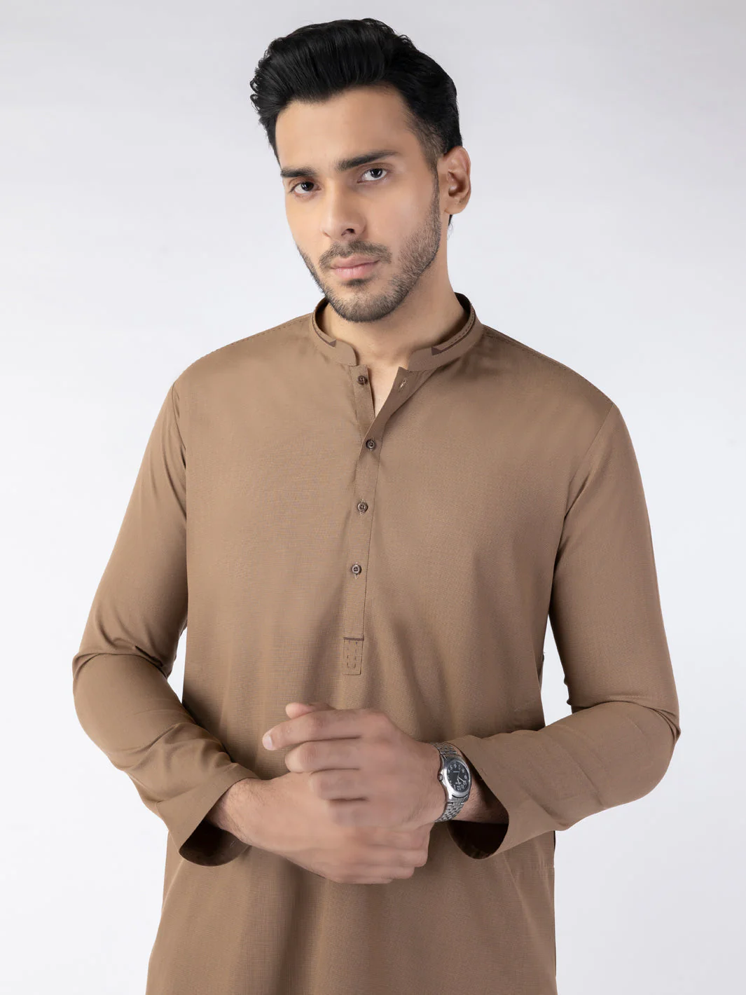 BROWN BLENDED KURTA | AL-K-1262/AM-6315A - Image 2