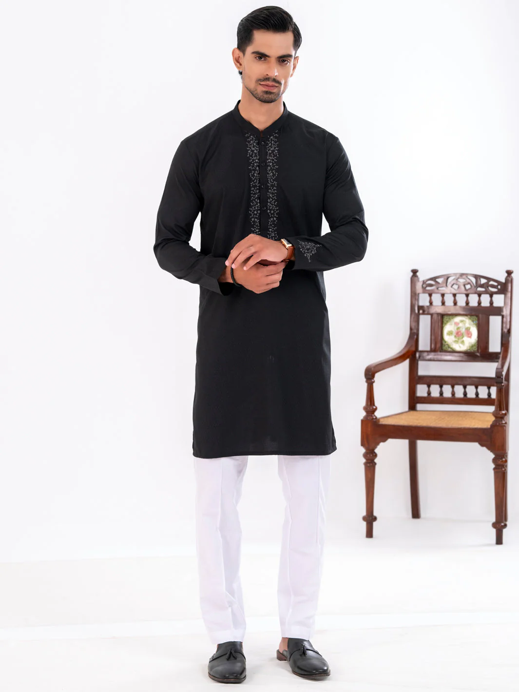 BLACK BLENDED KURTA | AL-K-1269/AM-6301D