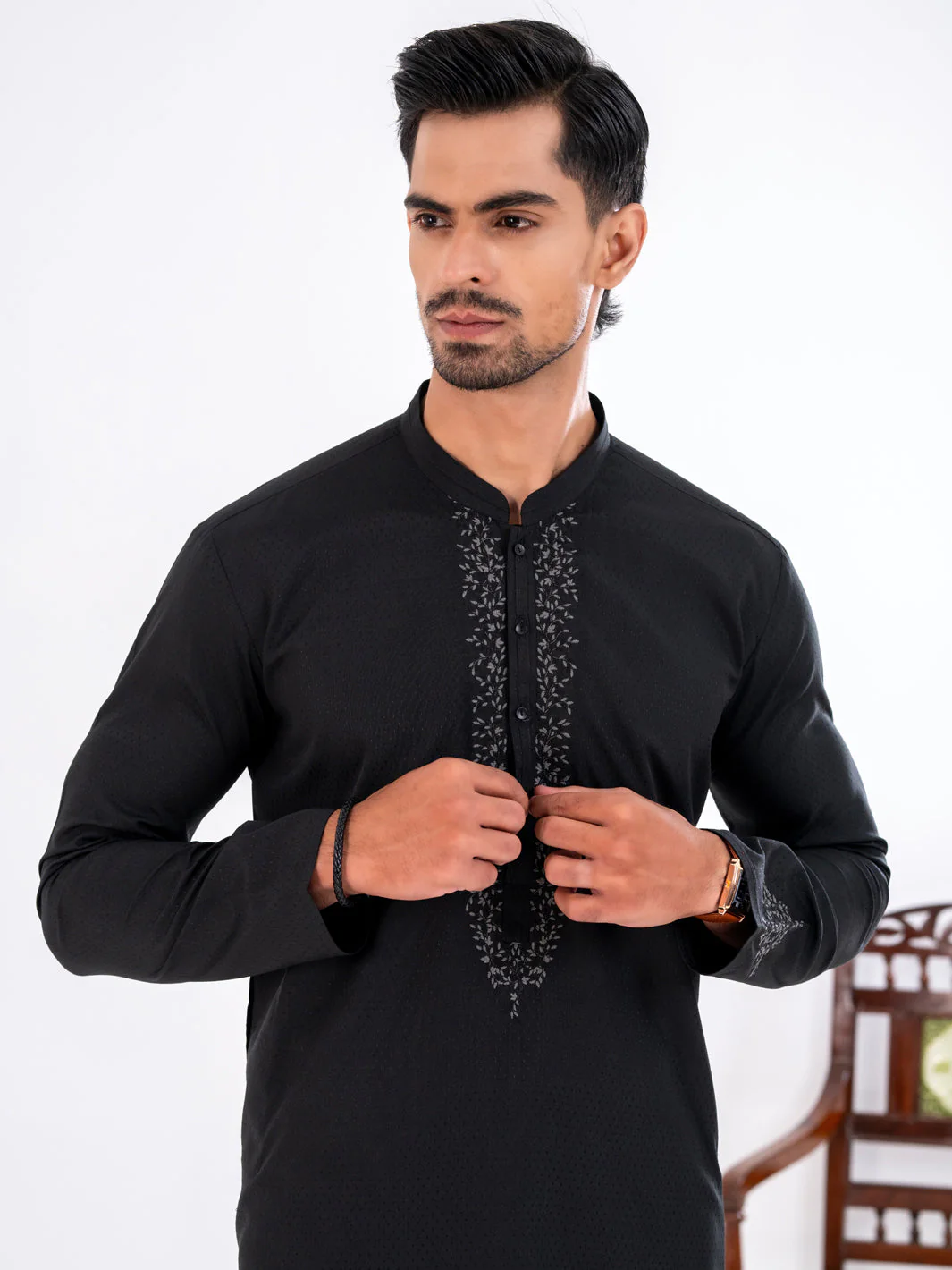 BLACK BLENDED KURTA | AL-K-1269/AM-6301D - Image 2