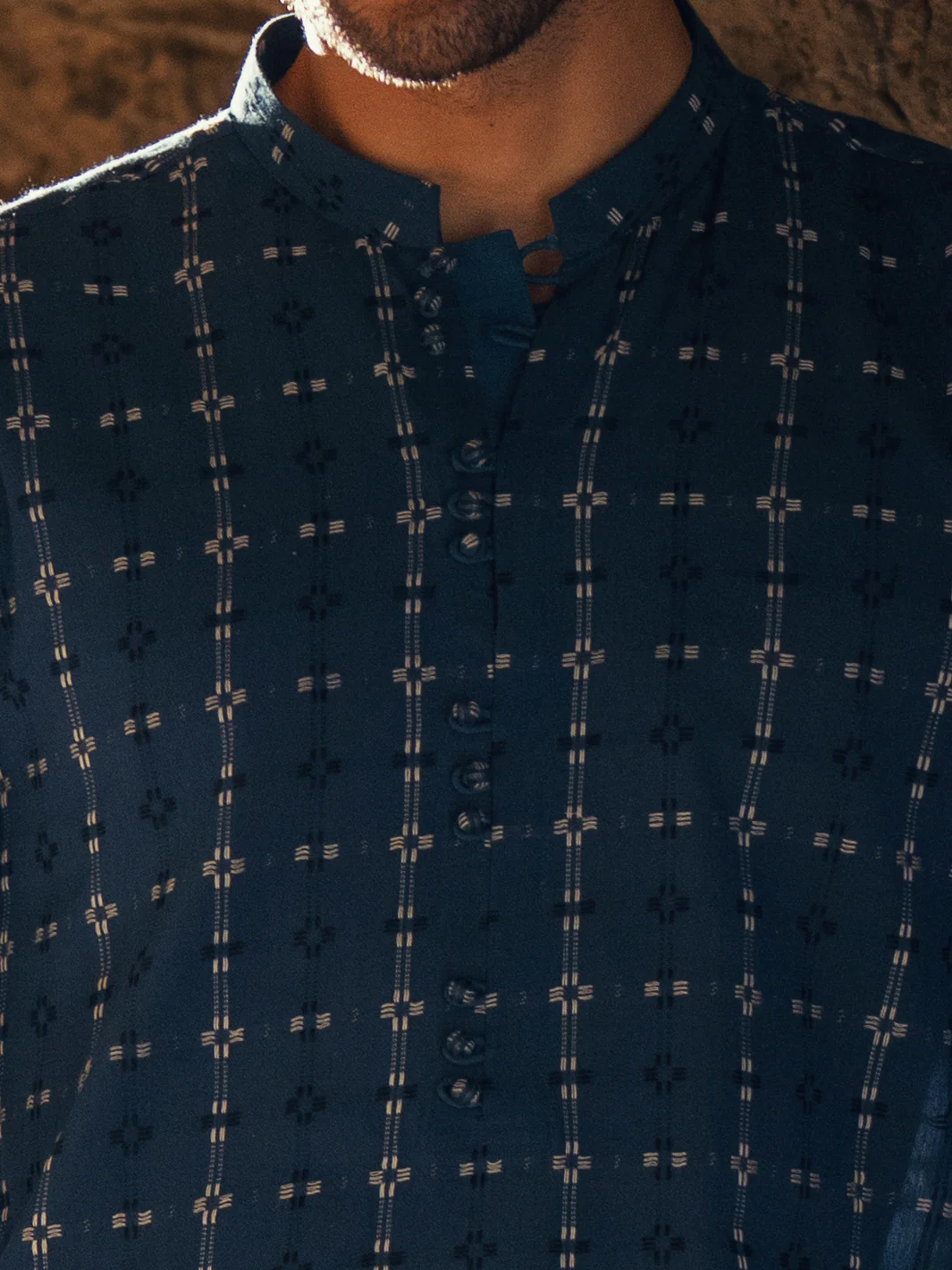 BLUE COTTON KURTA | AL-K-1287/AM-6309A - Image 4