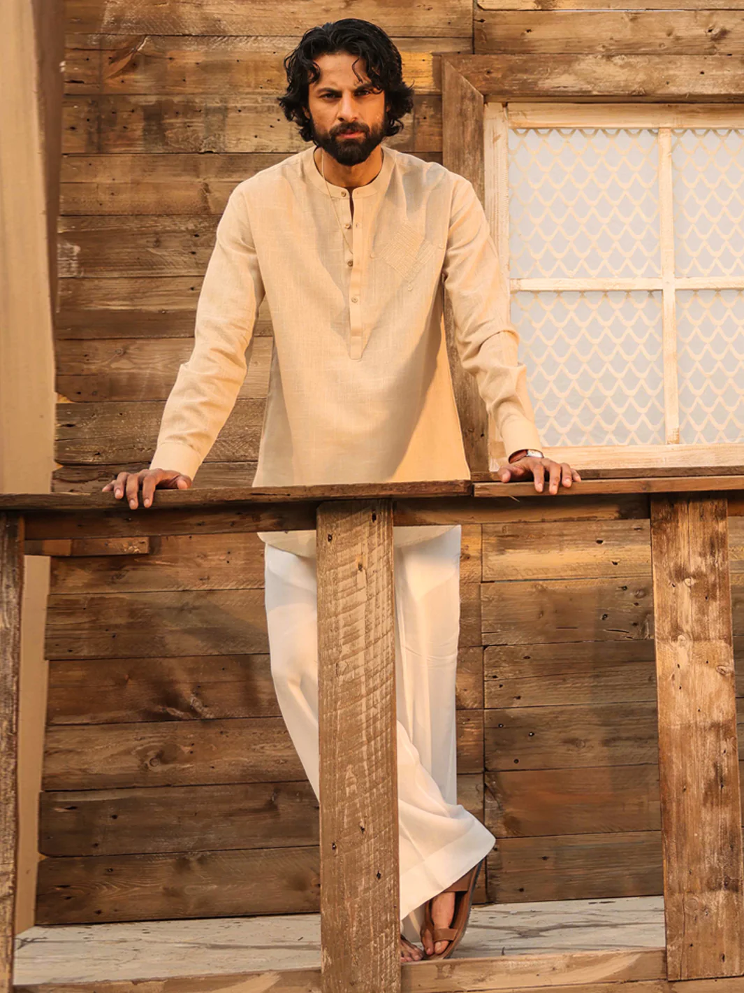 BEIGE COTTON KURTA | AL-K-1291/AM-15036A - Image 7