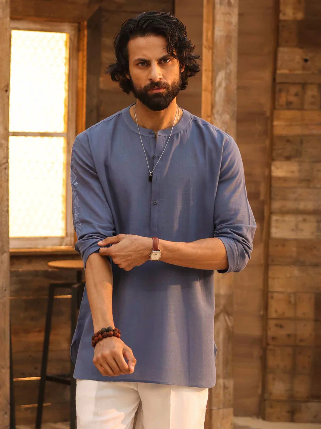 DARK BLUE COTTON KURTA | AL-K-1294/AM-15036D - Image 4