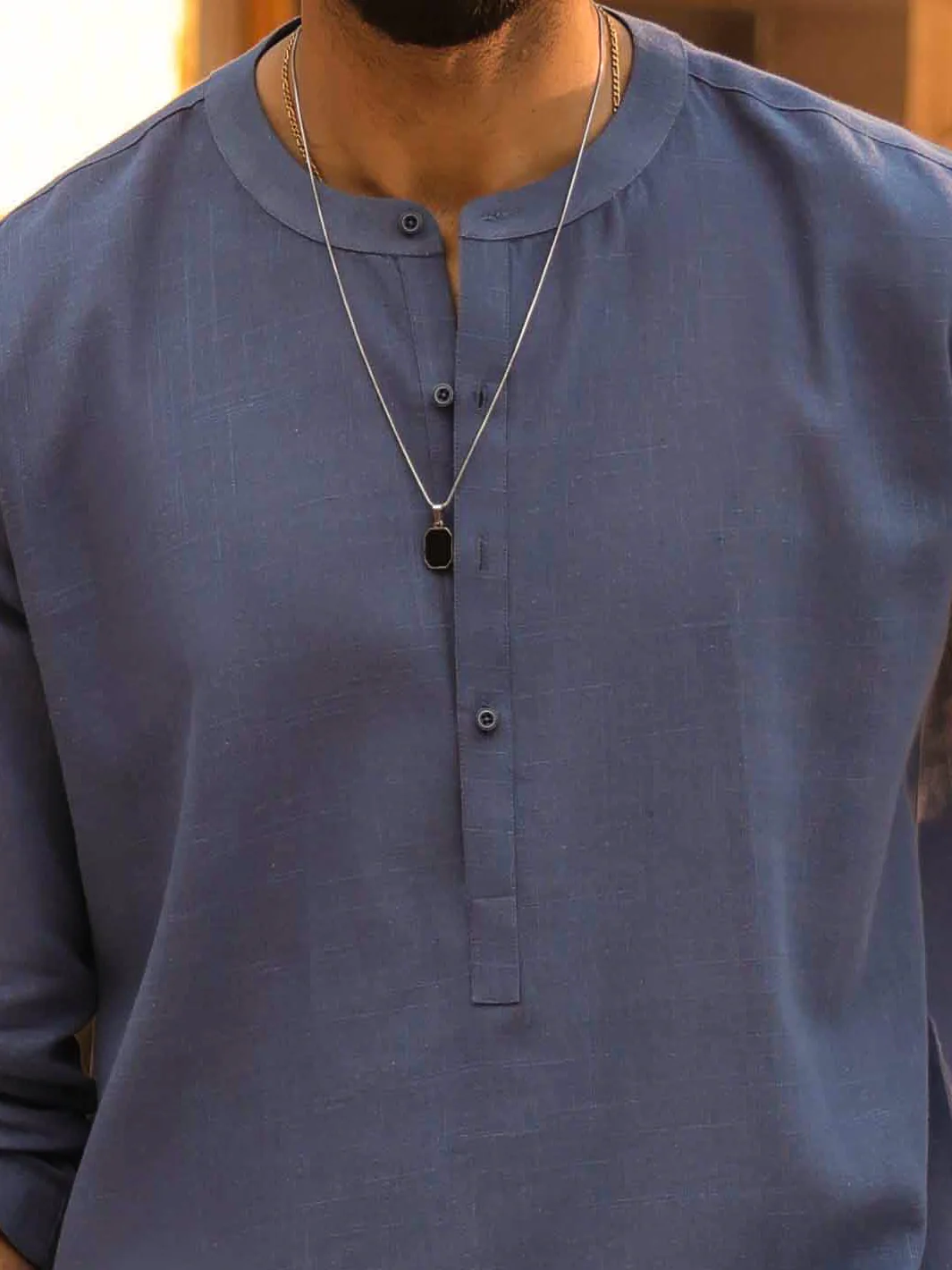 DARK BLUE COTTON KURTA | AL-K-1294/AM-15036D - Image 5