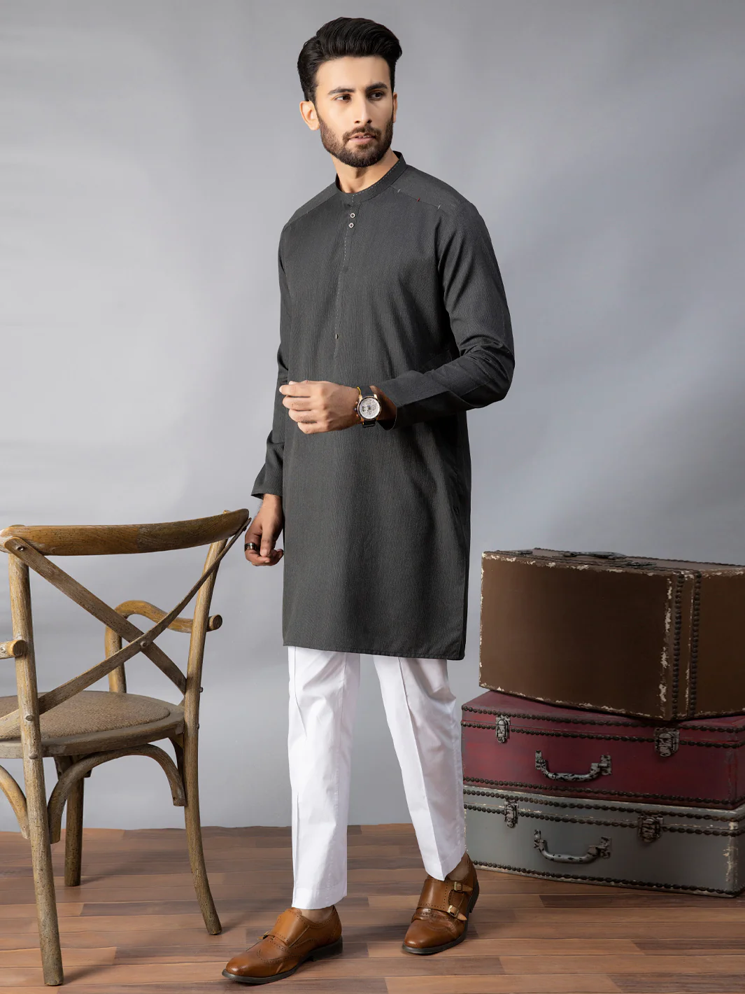 GREY VISCOSE KURTA | AL-K-US-1086A/AM-6070A