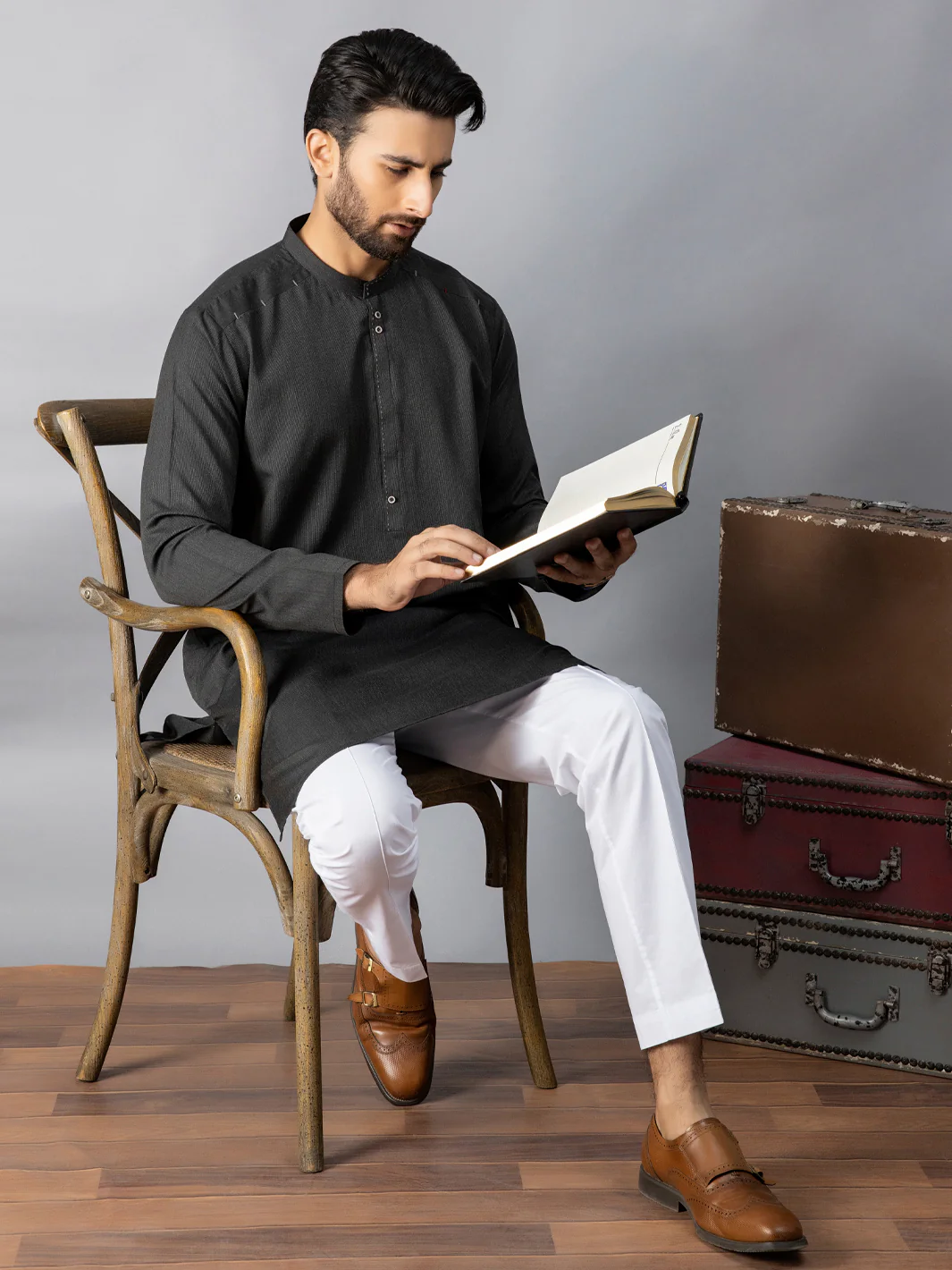 GREY VISCOSE KURTA | AL-K-US-1086A/AM-6070A - Image 4