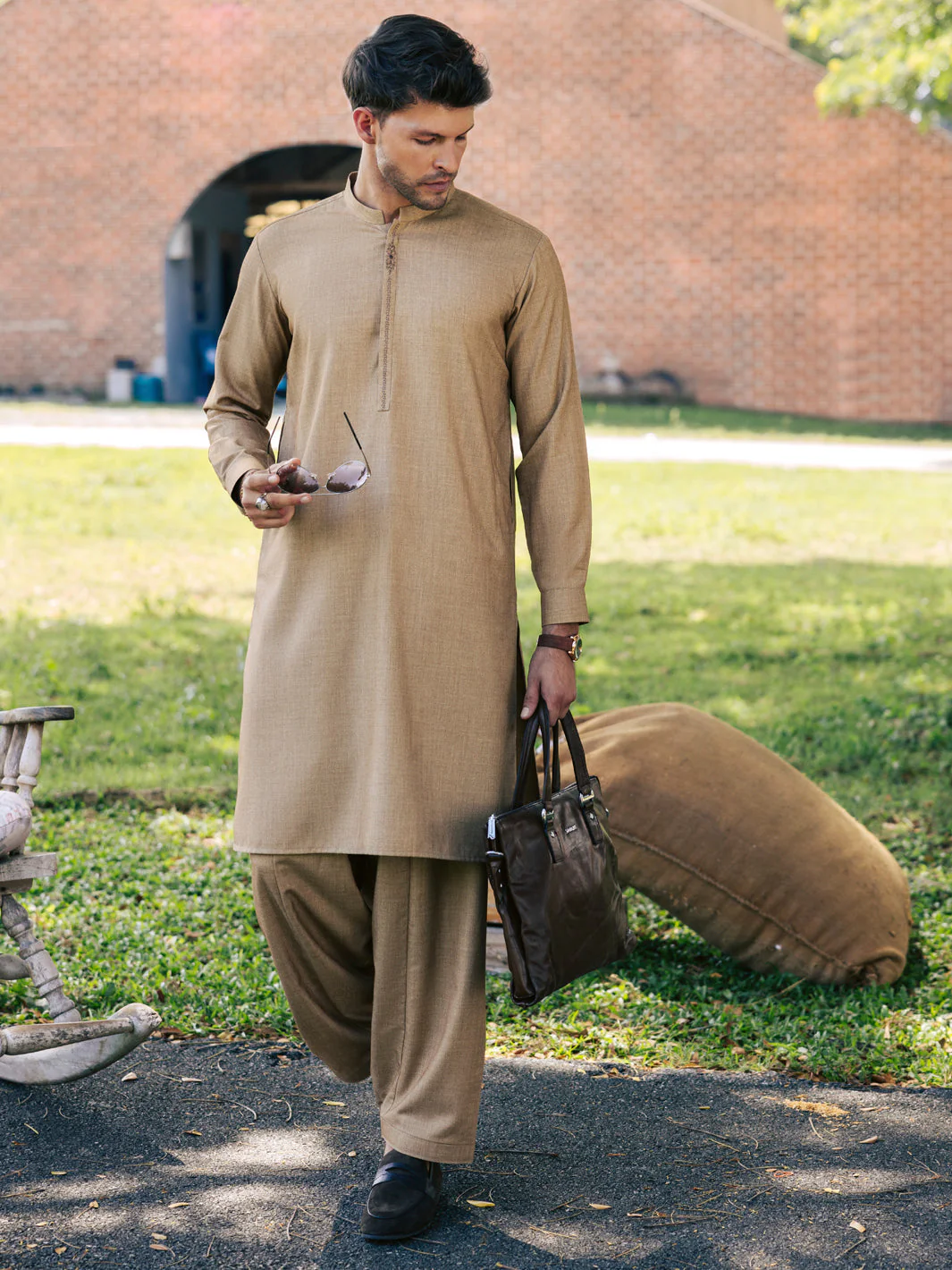 BEIGE BLENDED KAMEEZ SHALWAR | AL-KS-3154/AM-6264B
