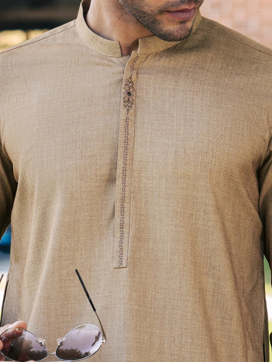 BEIGE BLENDED KAMEEZ SHALWAR | AL-KS-3154/AM-6264B - Image 3