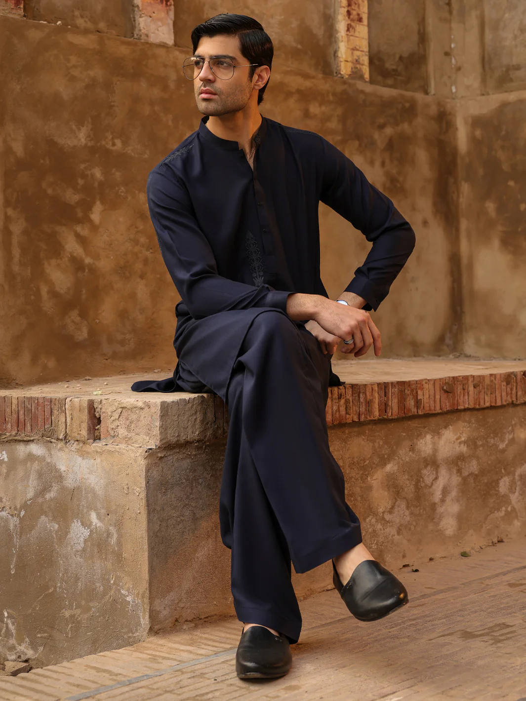 NAVY BLUE KAMEEZ SHALWAR | AL-KS-3316/AM-15068B - Image 3