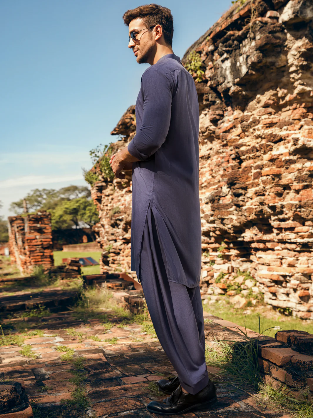 BLUE VISCOSE KAMEEZ SHALWAR | AL-KS-US-2883/AM-6093C - Image 4