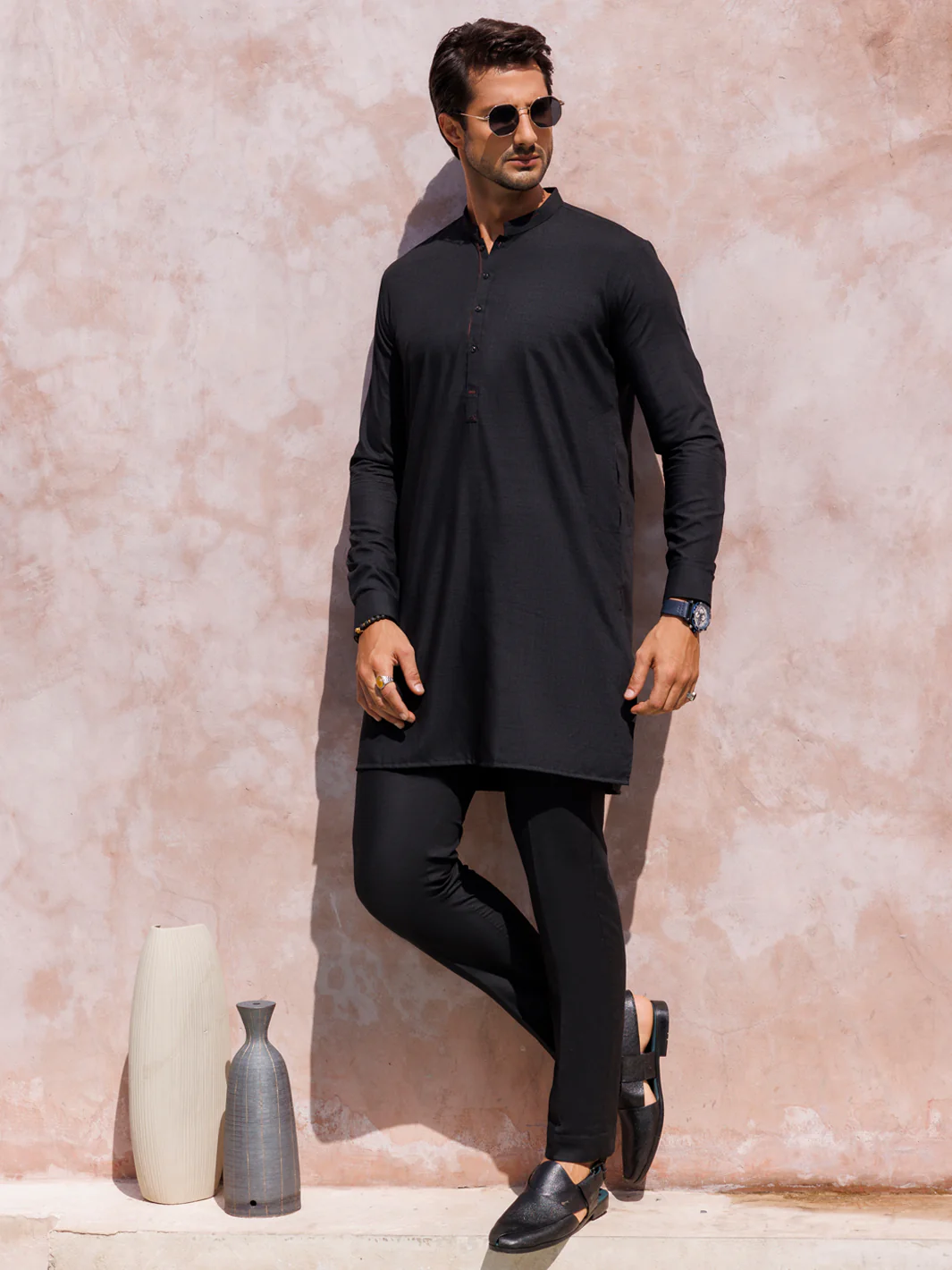 BLACK VISCOSE KURTA TROUSERS | AL-KT-3003/AM-6131I