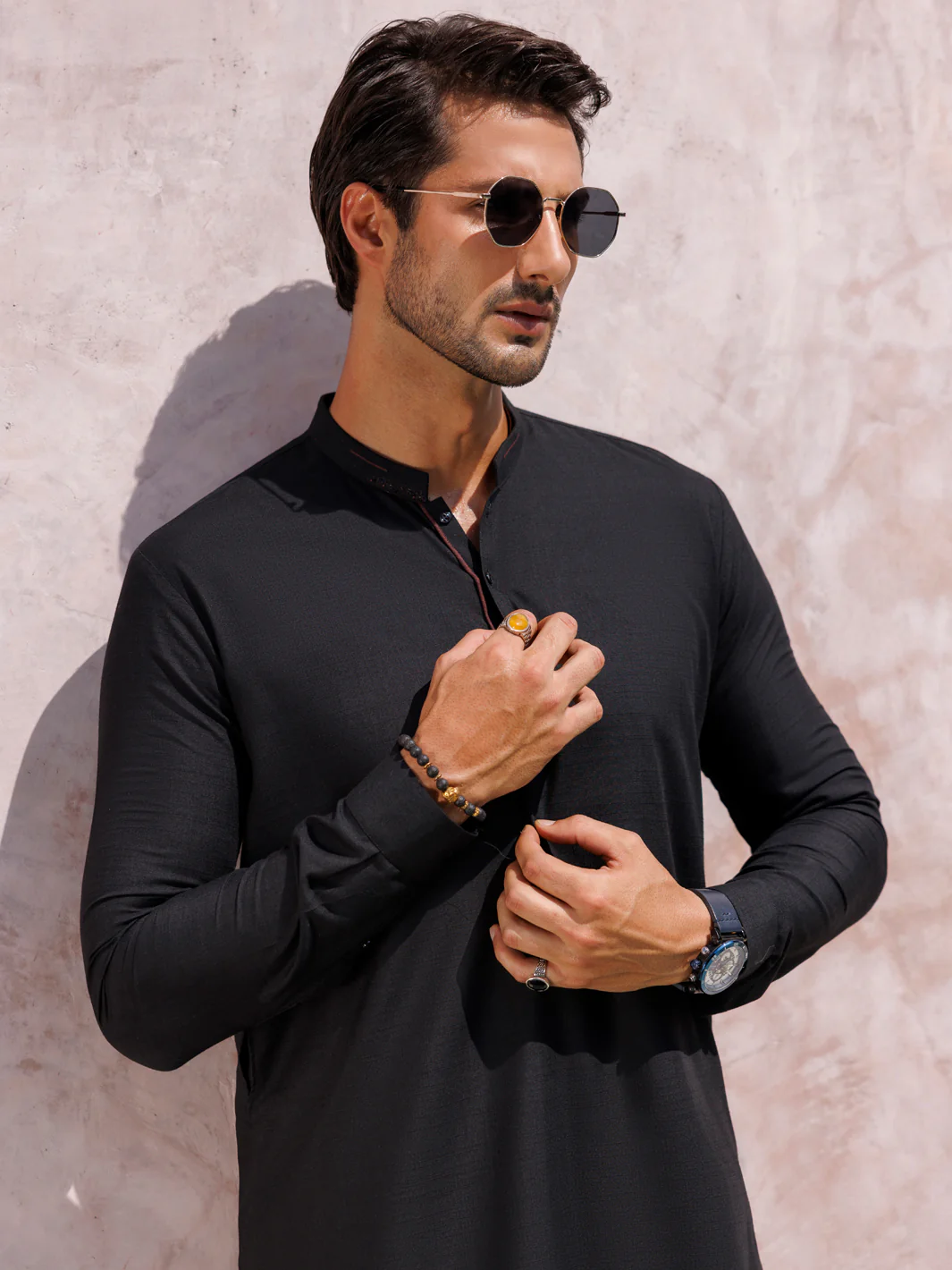 BLACK VISCOSE KURTA TROUSERS | AL-KT-3003/AM-6131I - Image 3