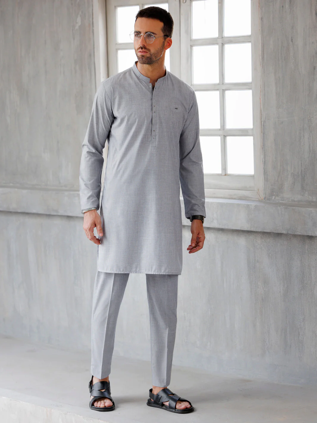 ASH GREY BLENDED KURTA TROUSERS | AL-KT-3100/AM-6209D - Image 2