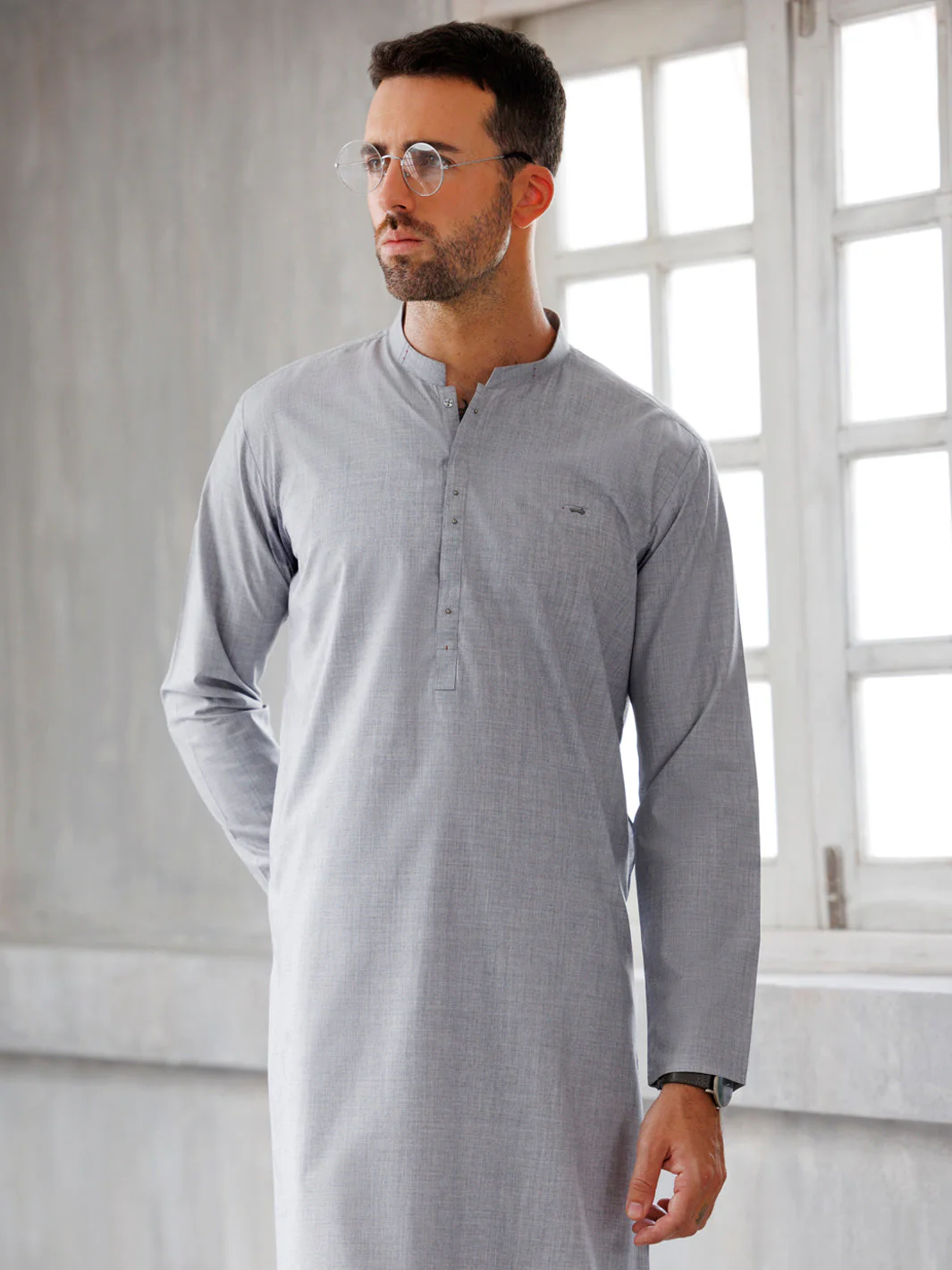 ASH GREY BLENDED KURTA TROUSERS | AL-KT-3100/AM-6209D - Image 3