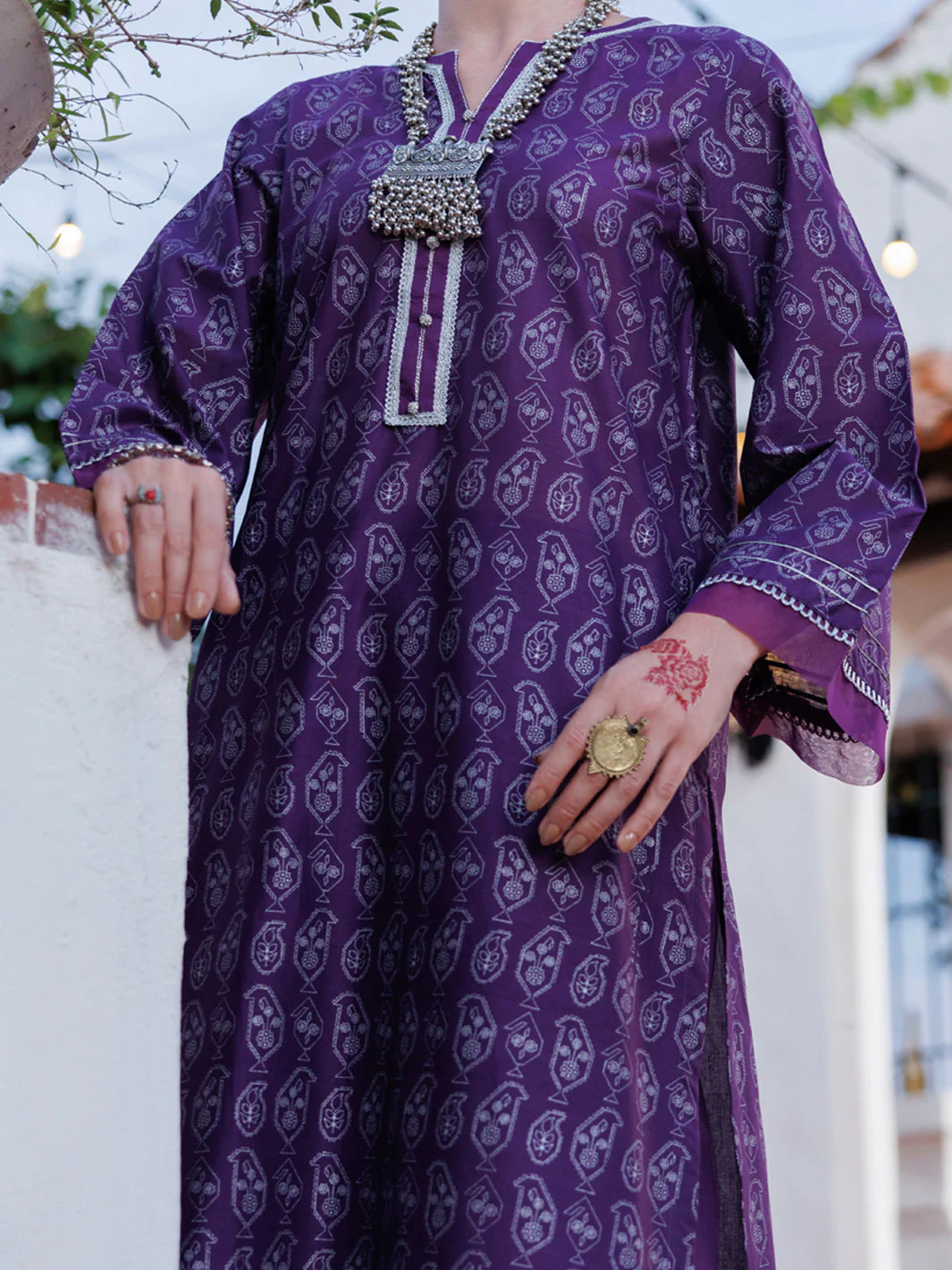 PURPLE LAWN KURTI | AL-LK-1032/FB-1032A - Image 3