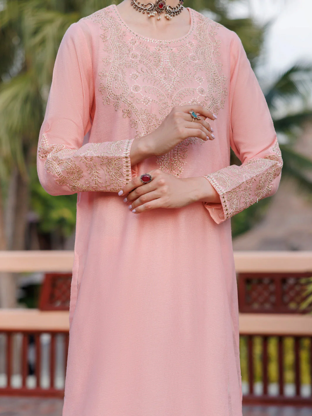 PINK KHADDI NET KURTI | AL-LK-1034/AM-3146A - Image 3