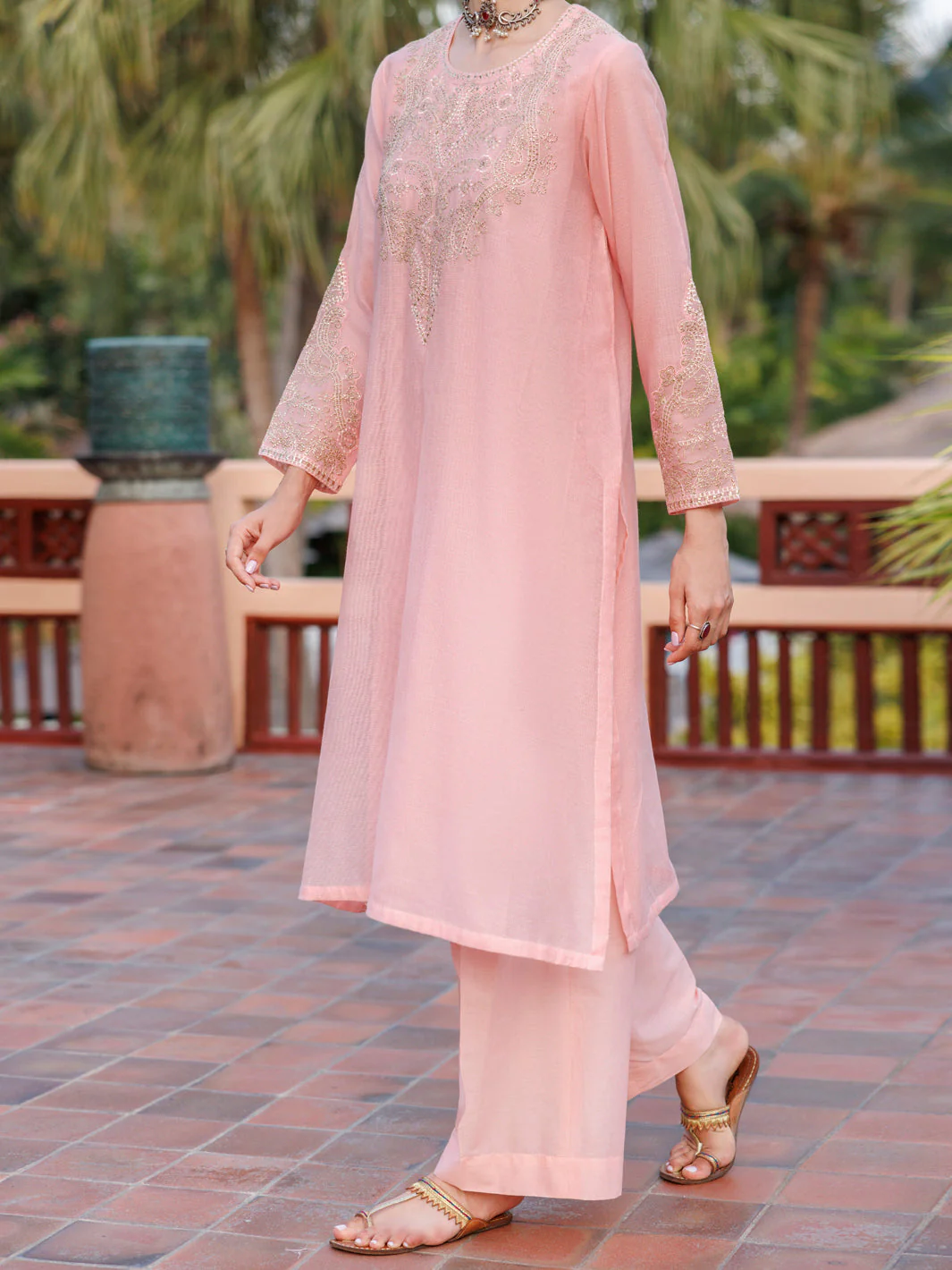 PINK KHADDI NET KURTI | AL-LK-1034/AM-3146A - Image 4