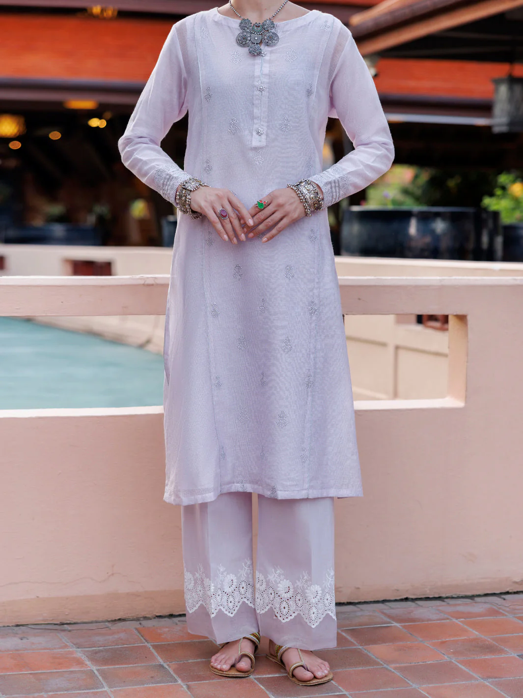 LIGHT PURPLE KHADDI NET KURTI | AL-LK-1036/AM-3146C