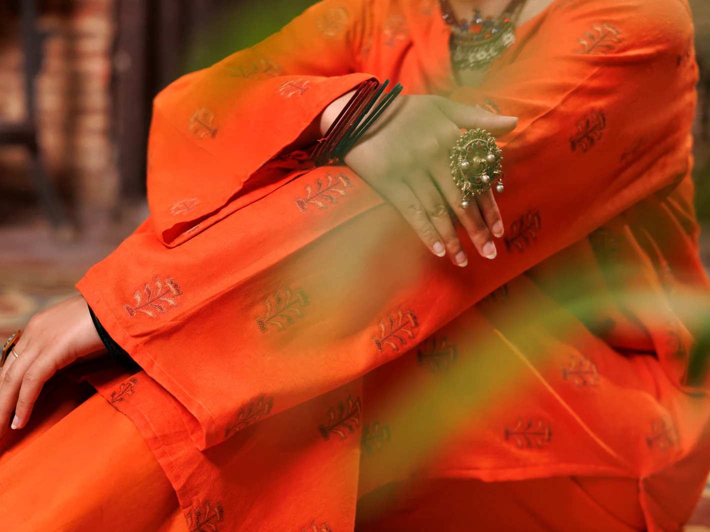 ORANGE YARN DYED KURTI | AL-LK-974/FB-974A - Image 3