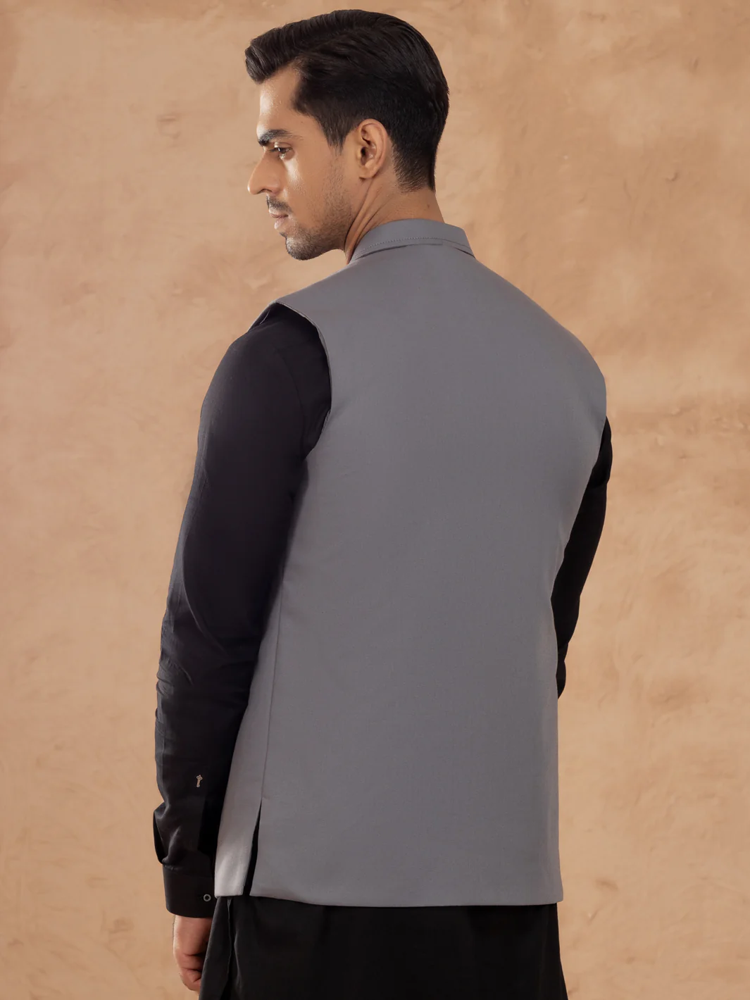 GREY TAFLON RAYON WAISTCOAT | AL-WC-538B/AM-6244B - Image 3