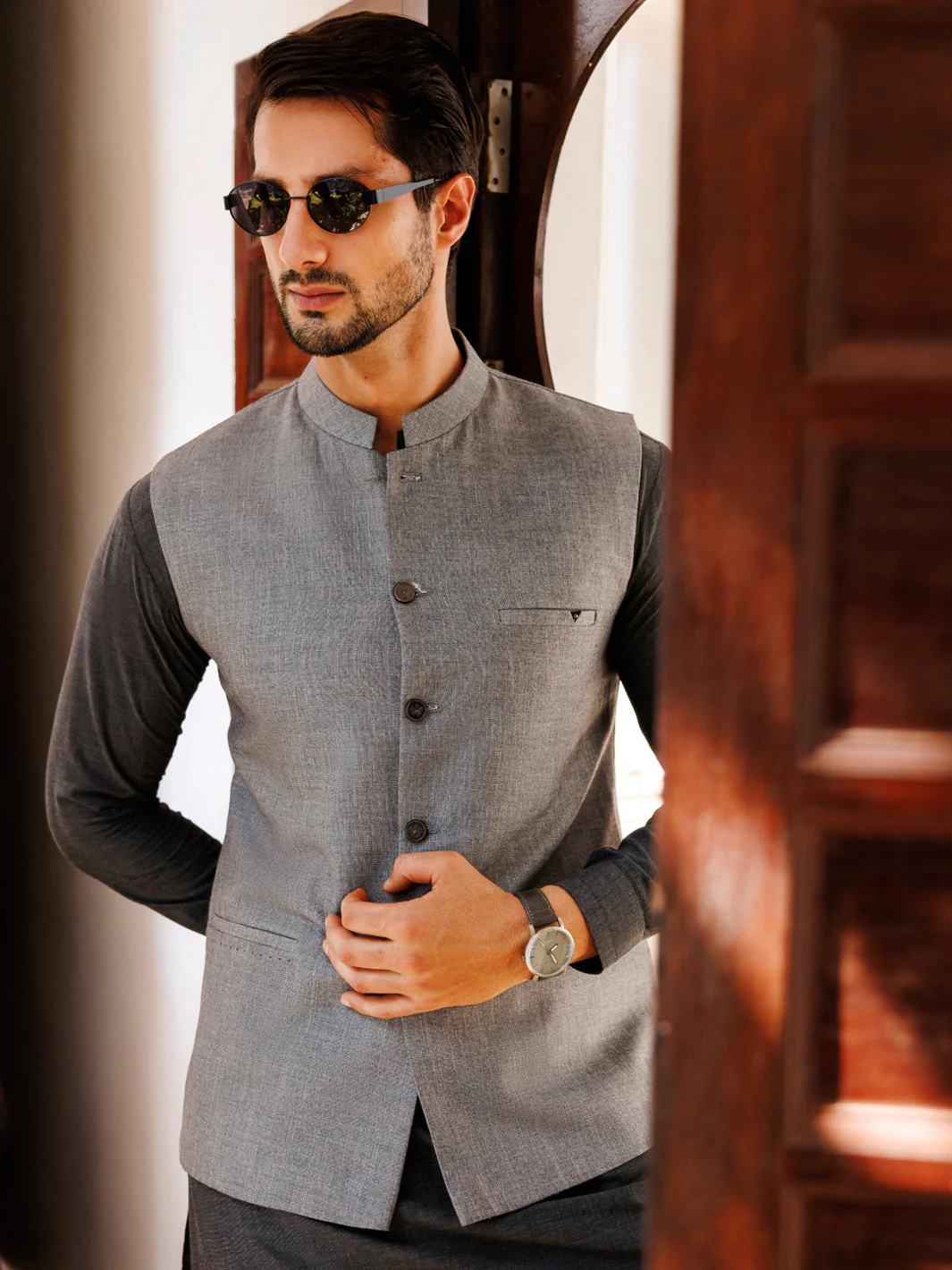 GREY BLENDED WAISTCOAT | AL-WC-575/AM-6272A - Image 2