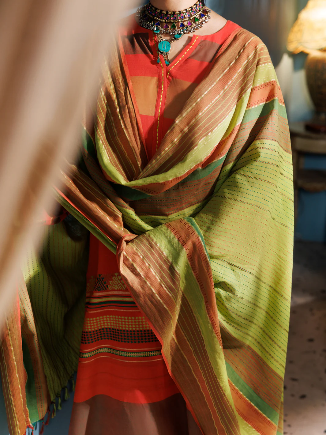ORANGE YARN DYED 3PC STITCHED | ALP-3PS-1888/S AM-2972A - Image 3