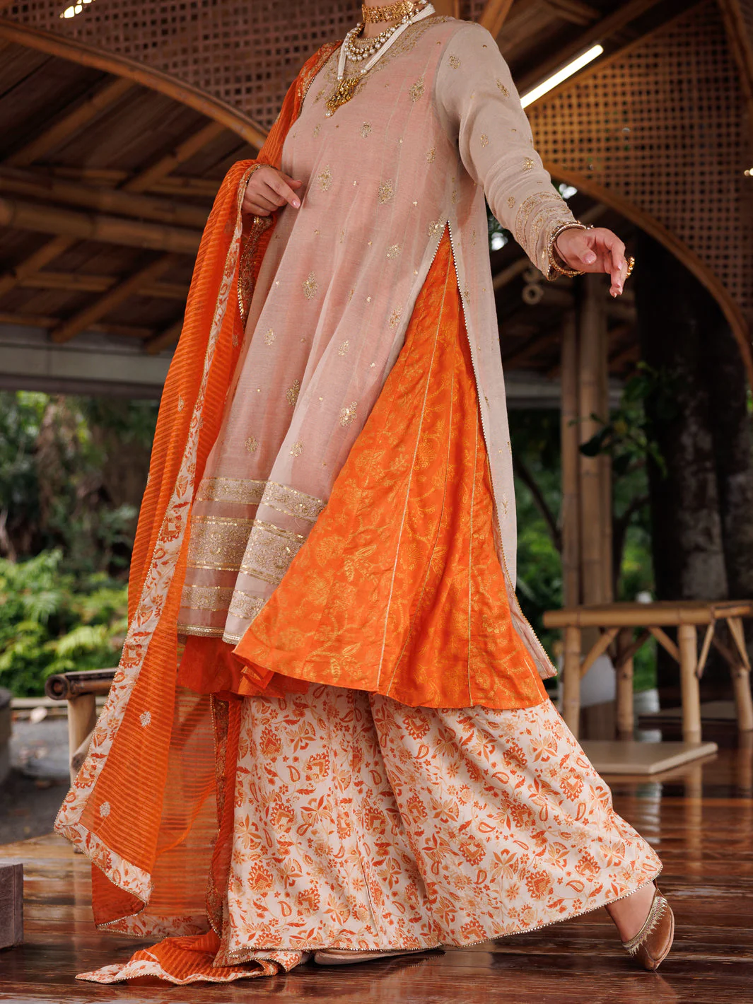 MUSTARD COTTON KHADDI NET 3PC UNSTITCHED | ALP-3PS-2028 AM-3144B - Image 4