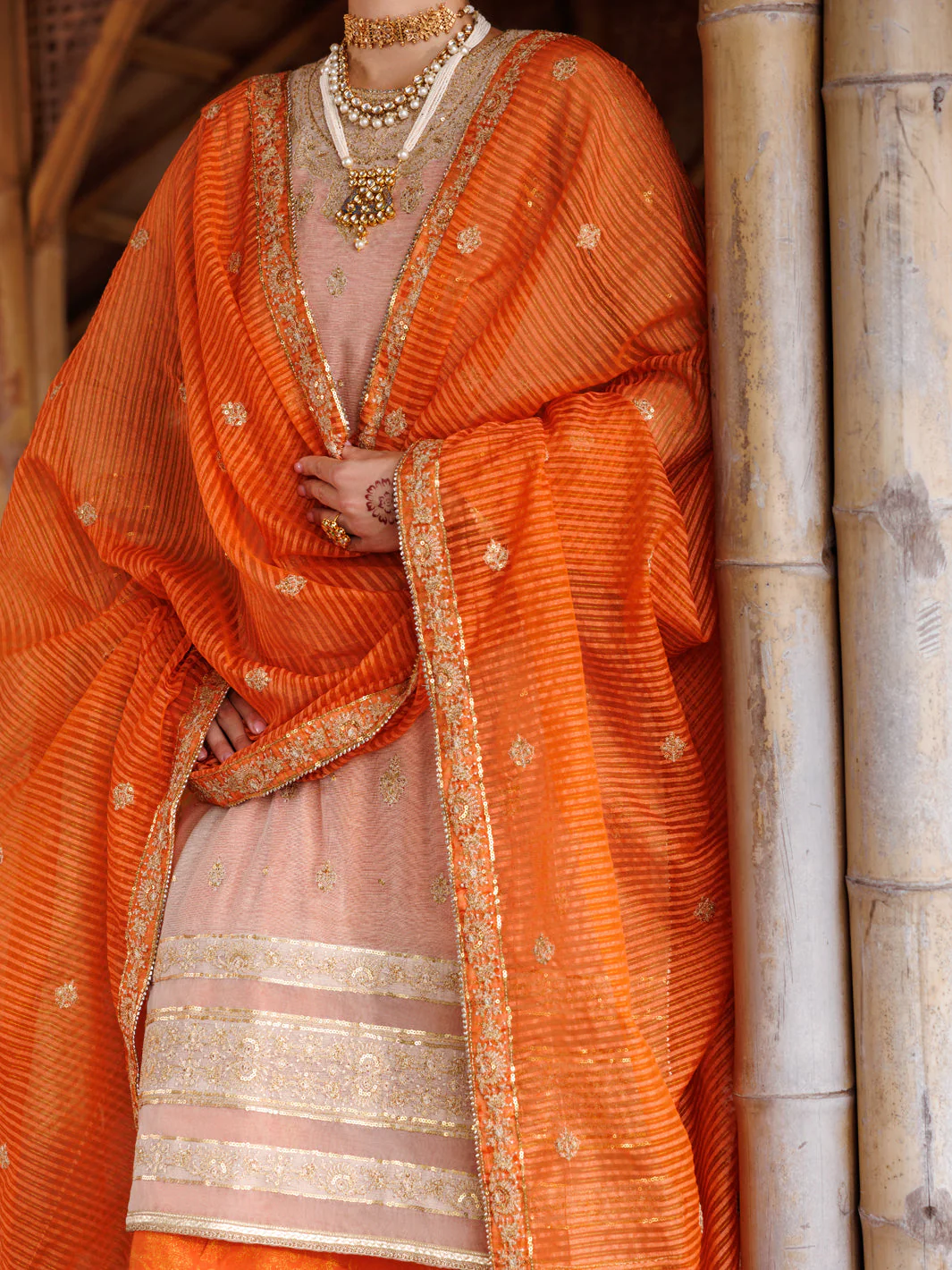 MUSTARD COTTON KHADDI NET 3PC UNSTITCHED | ALP-3PS-2028 AM-3144B - Image 5