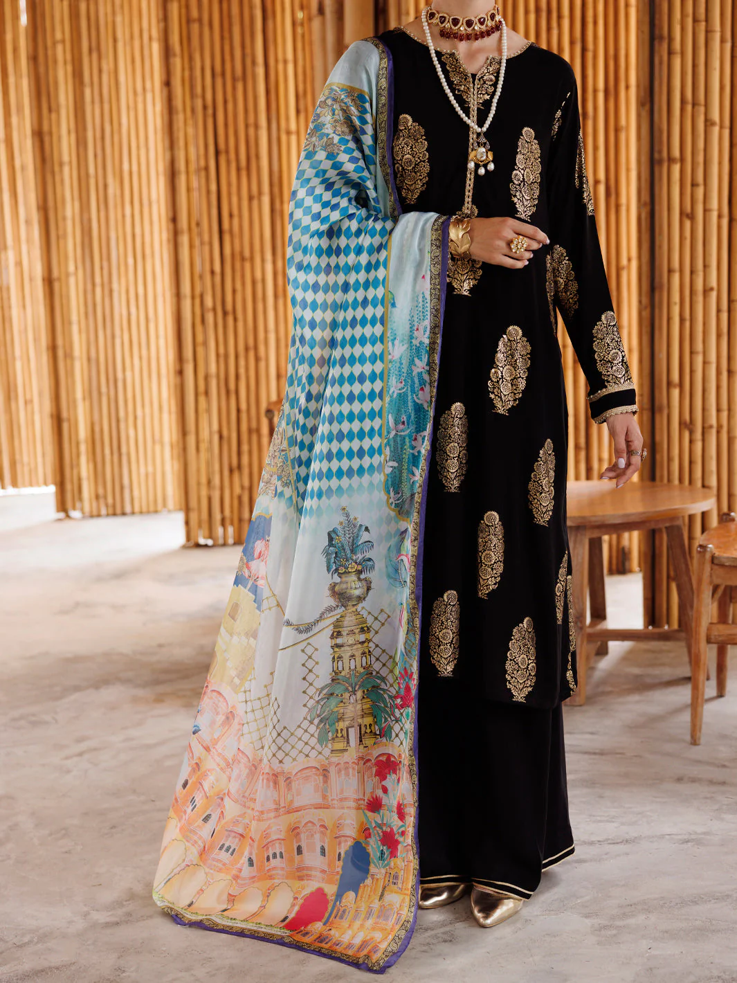 BLACK VISCOSE 3PC STITCHED | ALP-3PS-2040/S FB-2040A