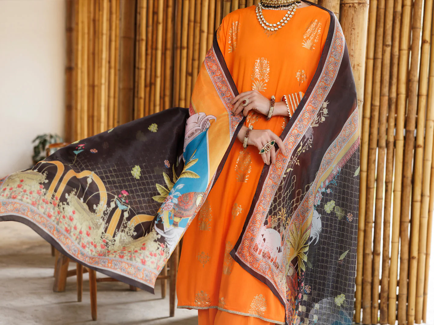 ORANGE VISCOSE 3PC STITCHED | ALP-3PS-2041/S FB-2041A - Image 3