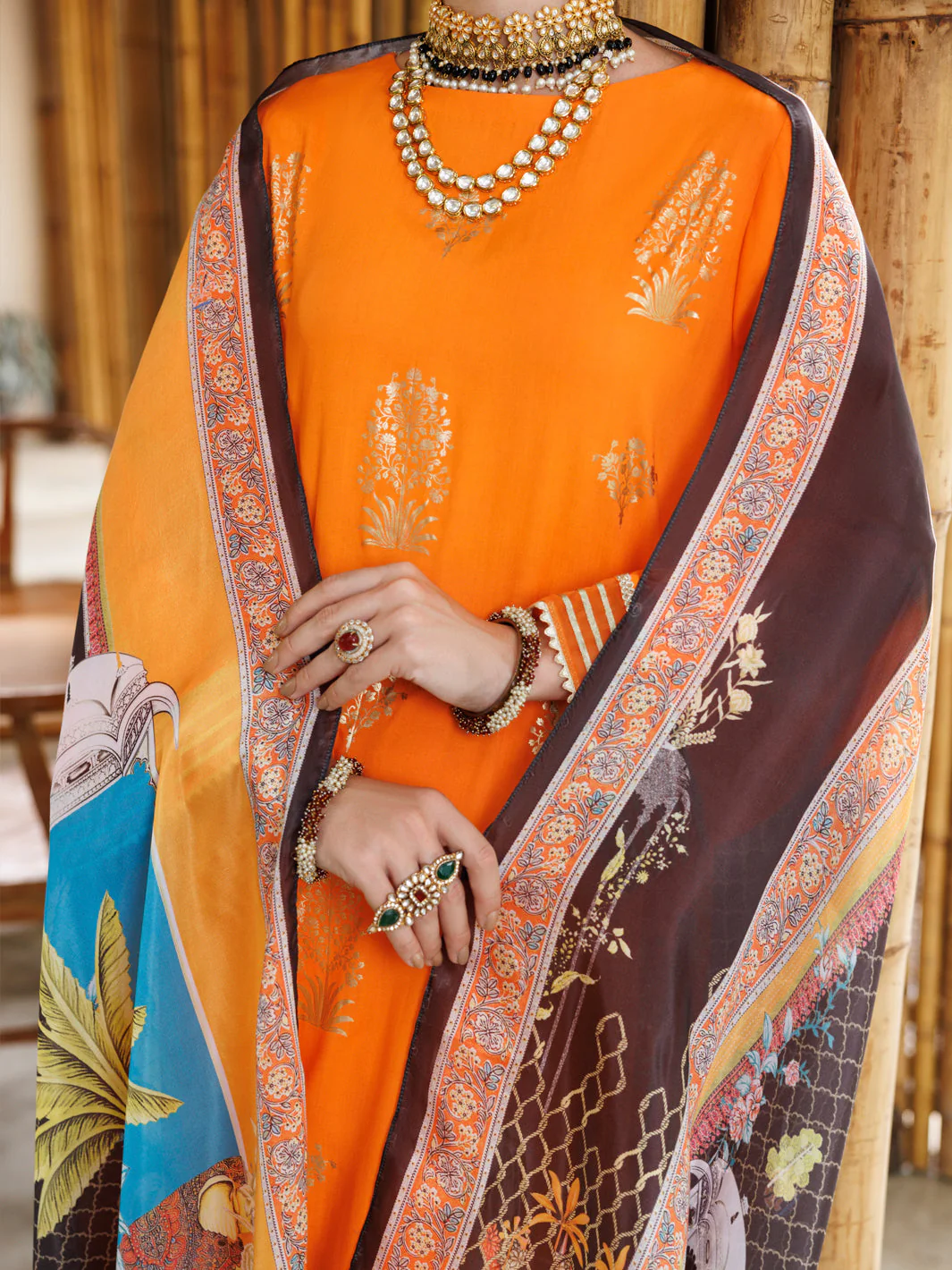 ORANGE VISCOSE 3PC STITCHED | ALP-3PS-2041/S FB-2041A - Image 4
