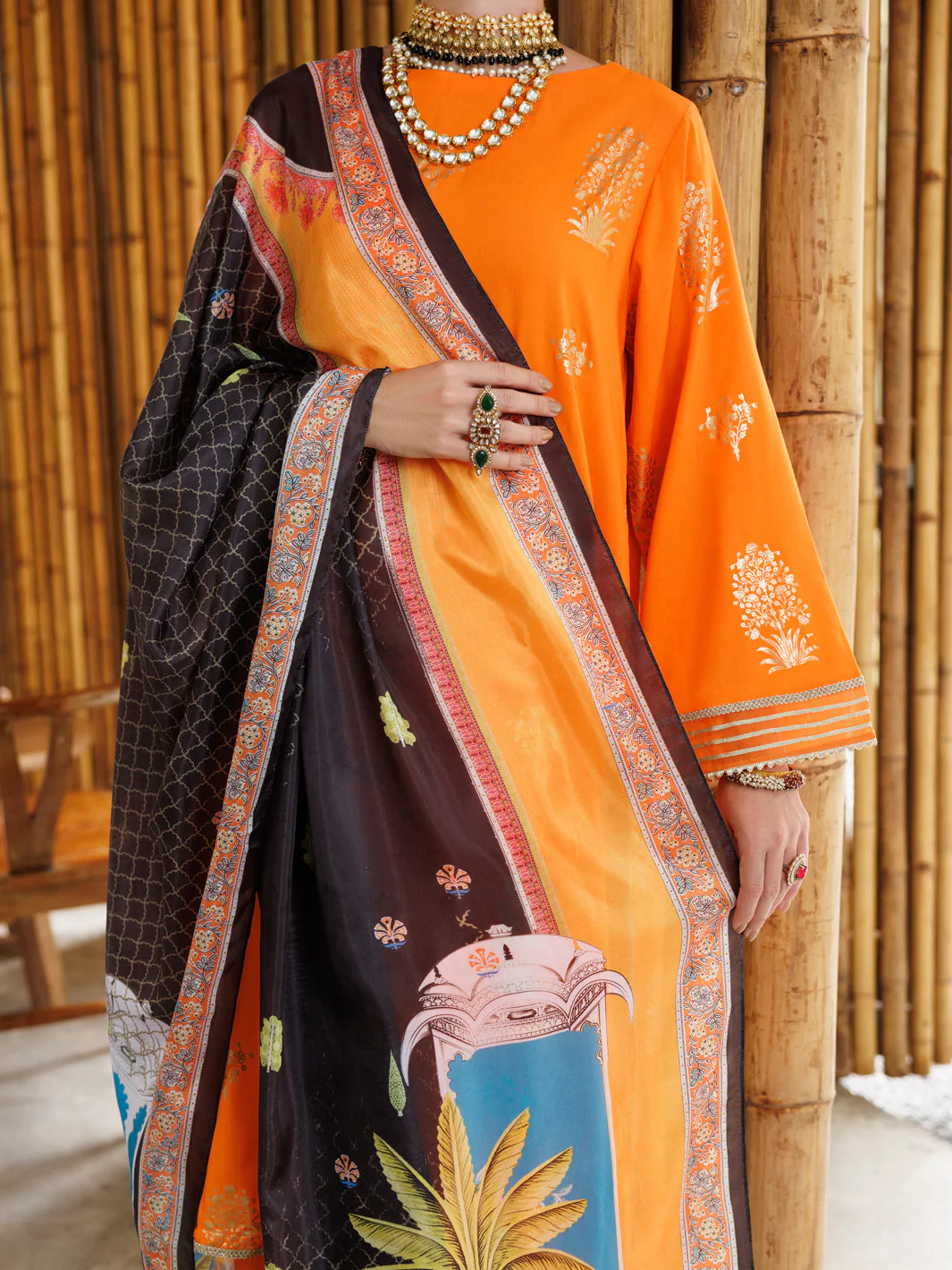 ORANGE VISCOSE 3PC STITCHED | ALP-3PS-2041/S FB-2041A - Image 5