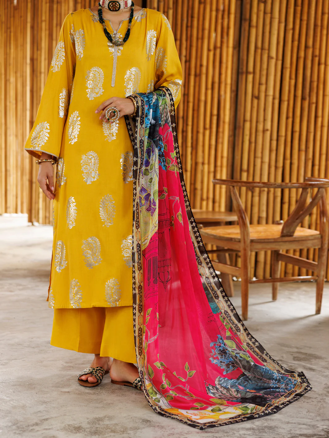 YELLOW VISCOSE 3PC STITCHED | ALP-3PS-2042/S FB-2042A