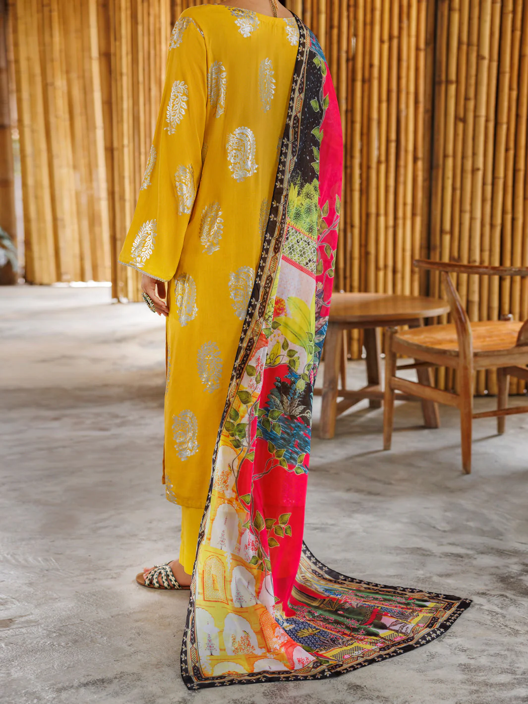 YELLOW VISCOSE 3PC STITCHED | ALP-3PS-2042/S FB-2042A - Image 2