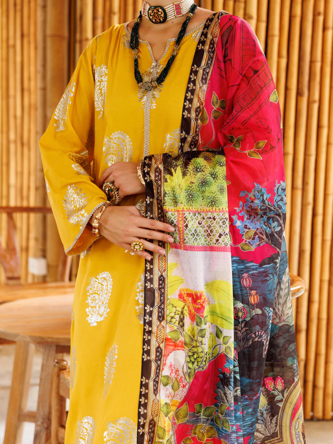 YELLOW VISCOSE 3PC STITCHED | ALP-3PS-2042/S FB-2042A - Image 3