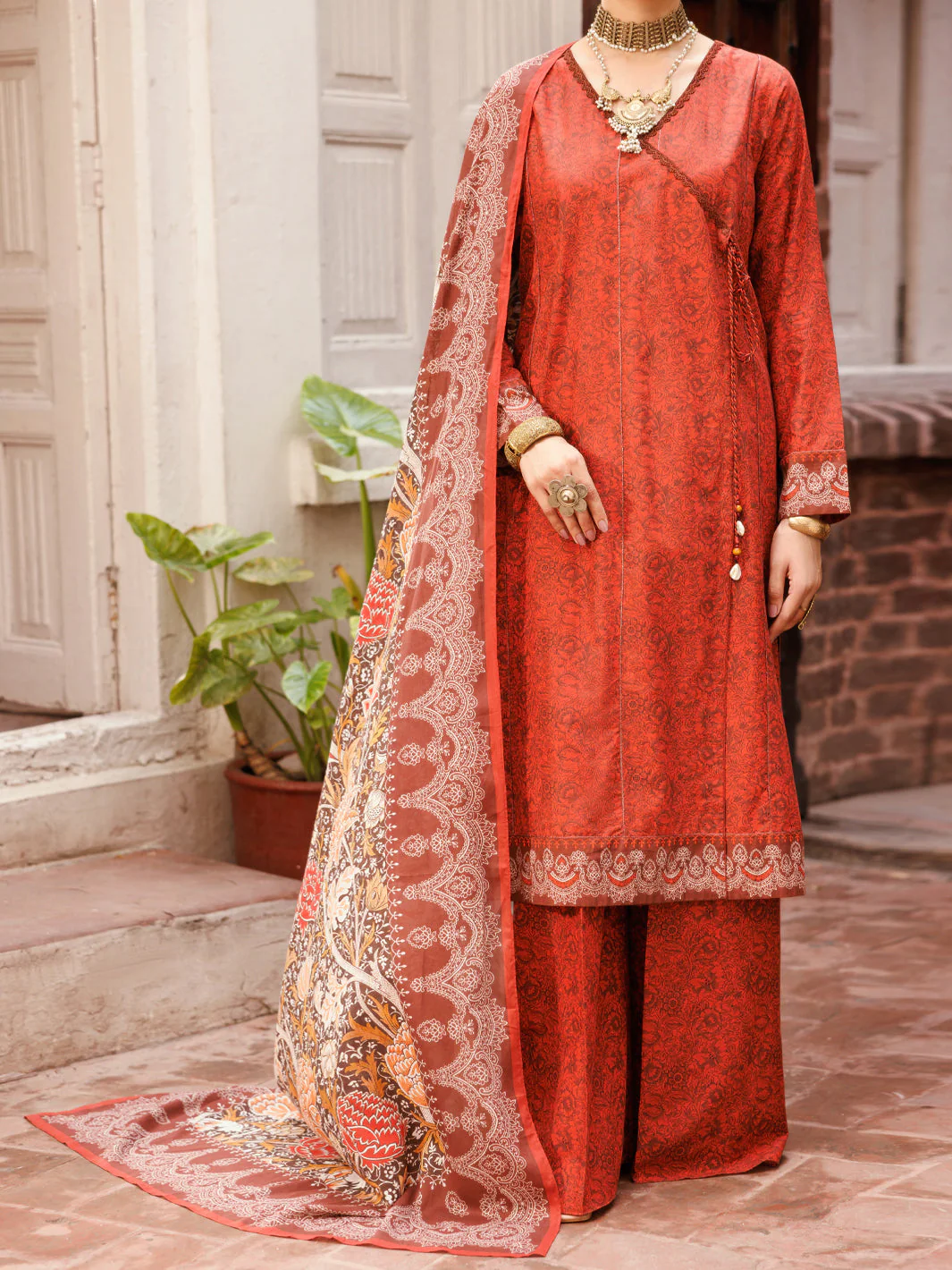 MAROON LAWN 3PC STITCHED | ALP-3PS-2144/S FB-2144A