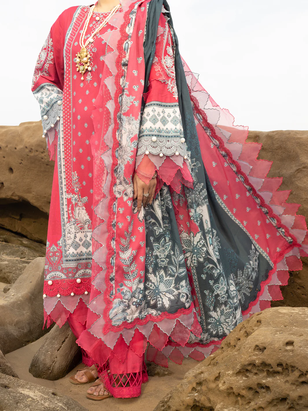 PINK LAWN 3PC UNSTITCHED | ALP-3PS-2213 FB-2213A