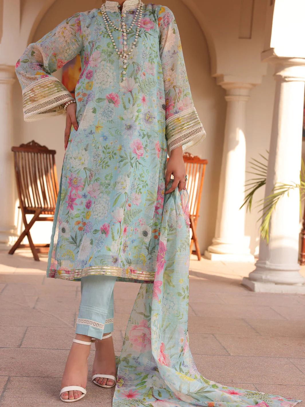 SAGE GREEN 3PC UNSTITCHED | ALP-3PS-US-1614 FB-1614A