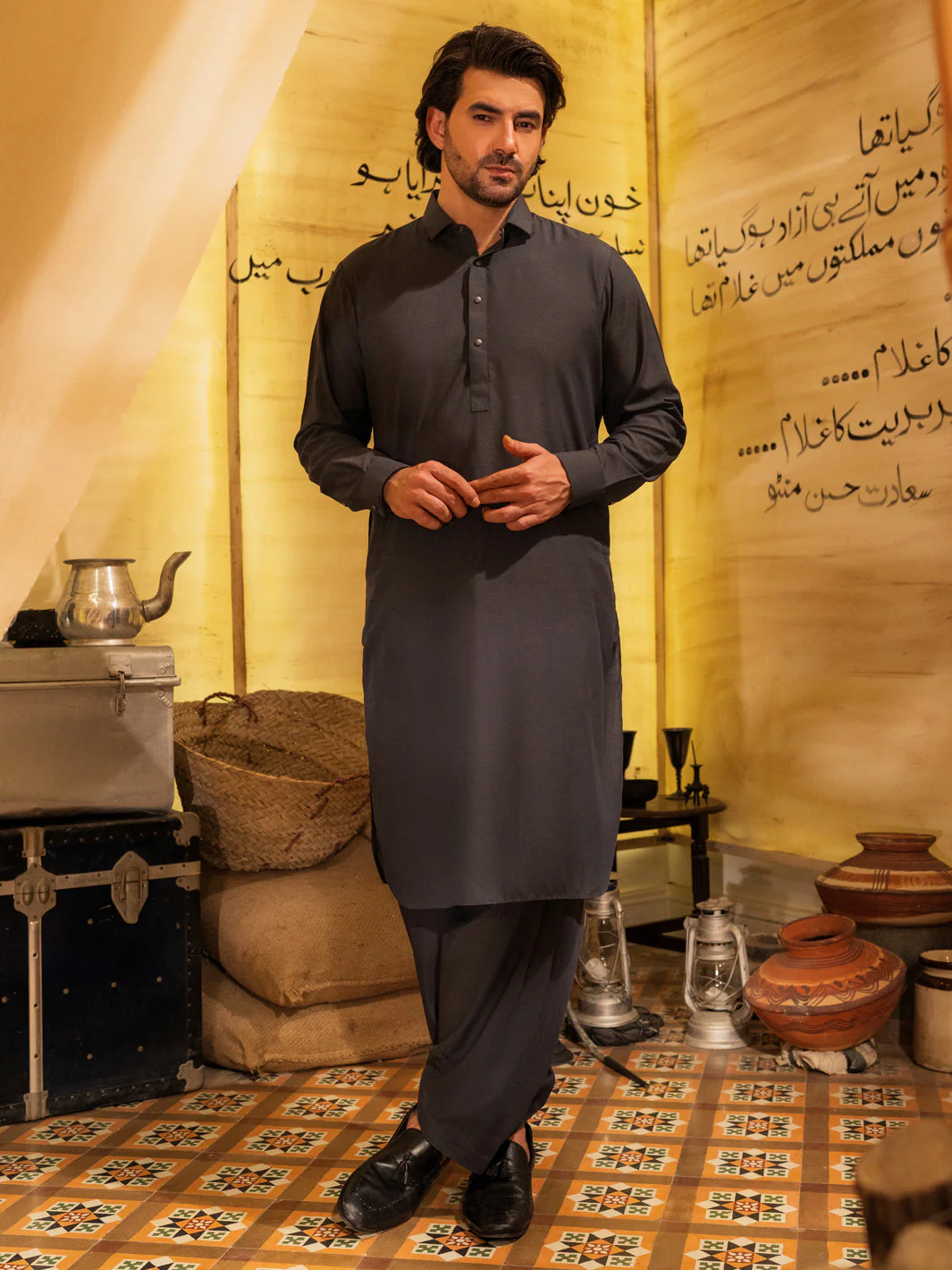 GREY BLENDED KAMEEZ SHALWAR | ALWA-KS-522/AM-6298B