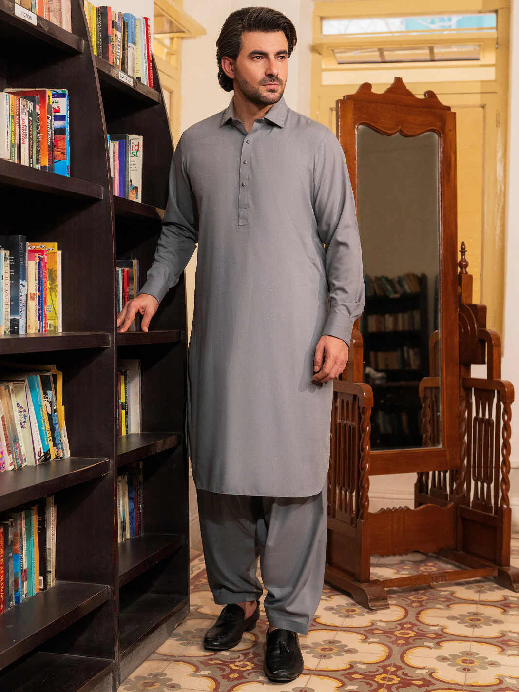 GREY BLENDED KAMEEZ SHALWAR | ALWA-KS-531/AM-6297B